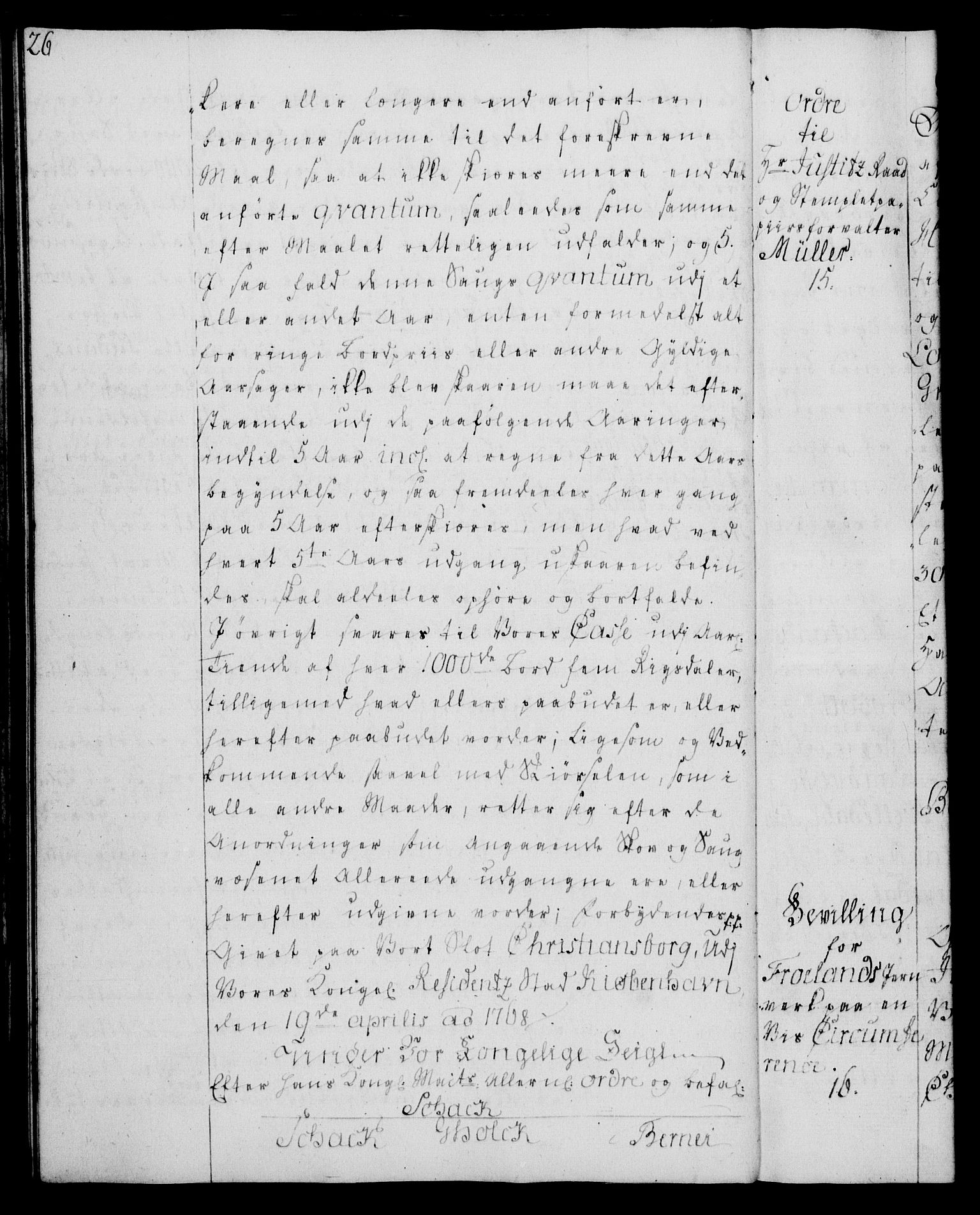 Rentekammeret, Kammerkanselliet, RA/EA-3111/G/Gg/Gga/L0008: Norsk ekspedisjonsprotokoll med register (merket RK 53.8), 1768-1771, s. 26