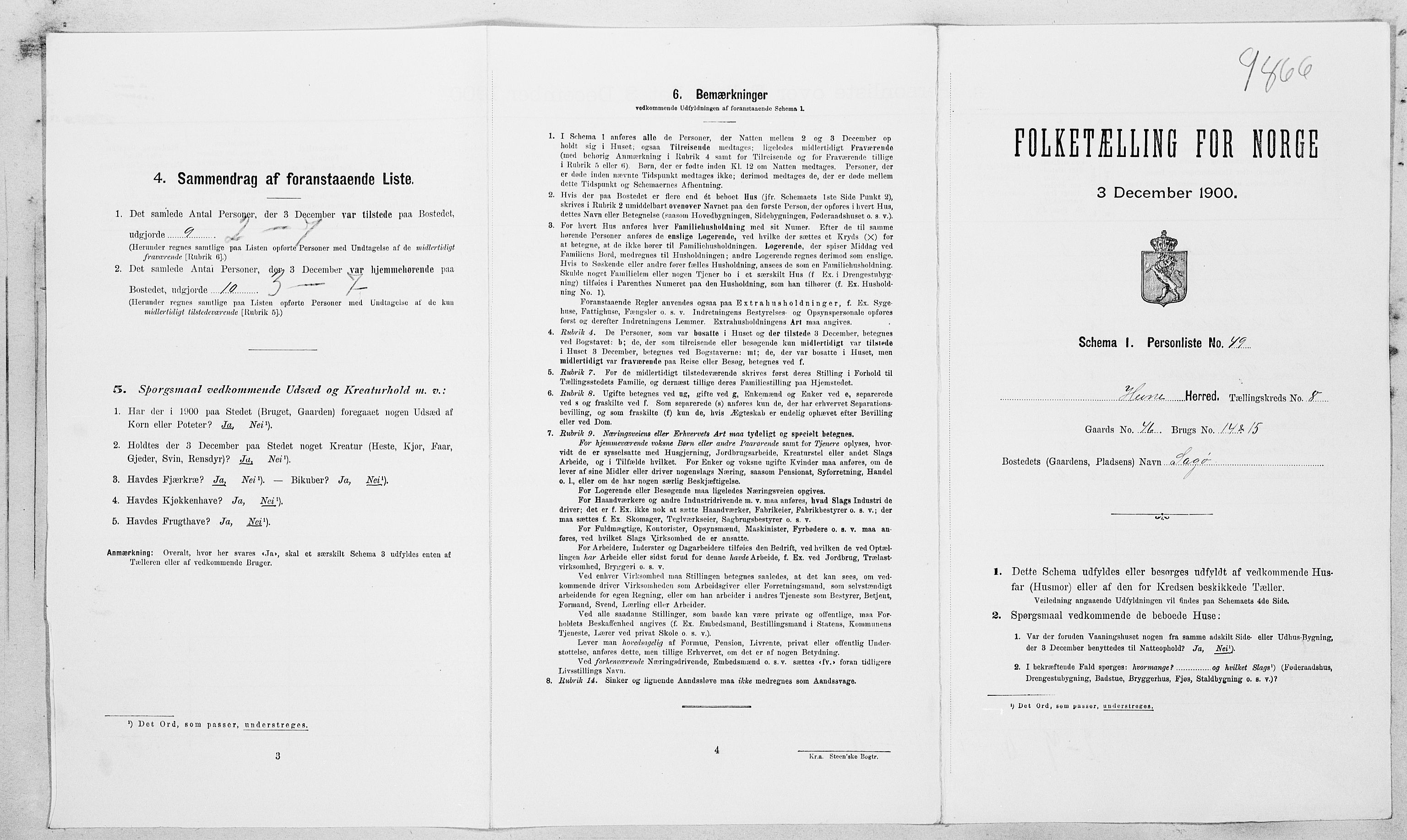 SAT, Folketelling 1900 for 1612 Hemne herred, 1900, s. 1009