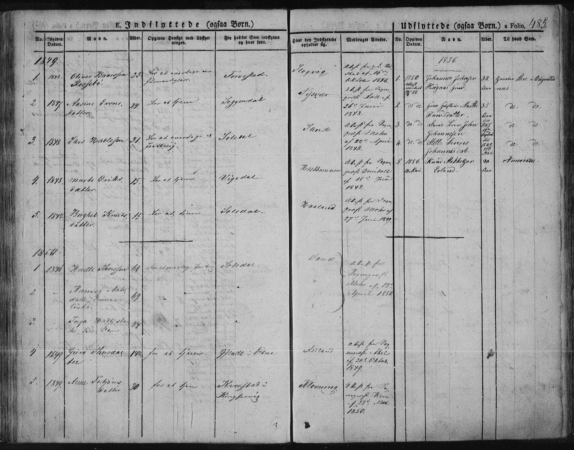 Tysvær sokneprestkontor, SAST/A -101864/H/Ha/Haa/L0001: Ministerialbok nr. A 1.2, 1831-1856, s. 485