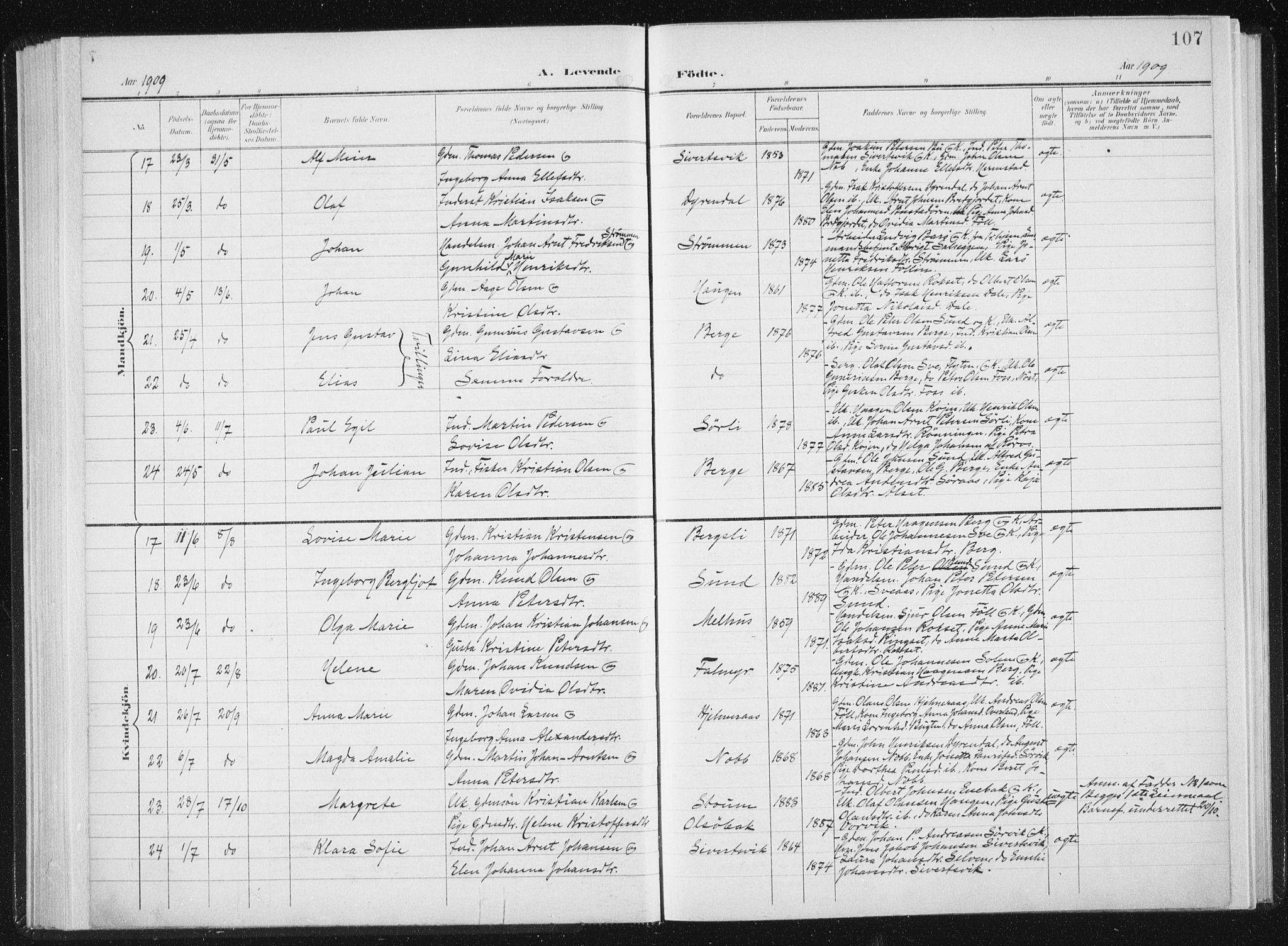 Ministerialprotokoller, klokkerbøker og fødselsregistre - Sør-Trøndelag, SAT/A-1456/647/L0635: Ministerialbok nr. 647A02, 1896-1911, s. 107