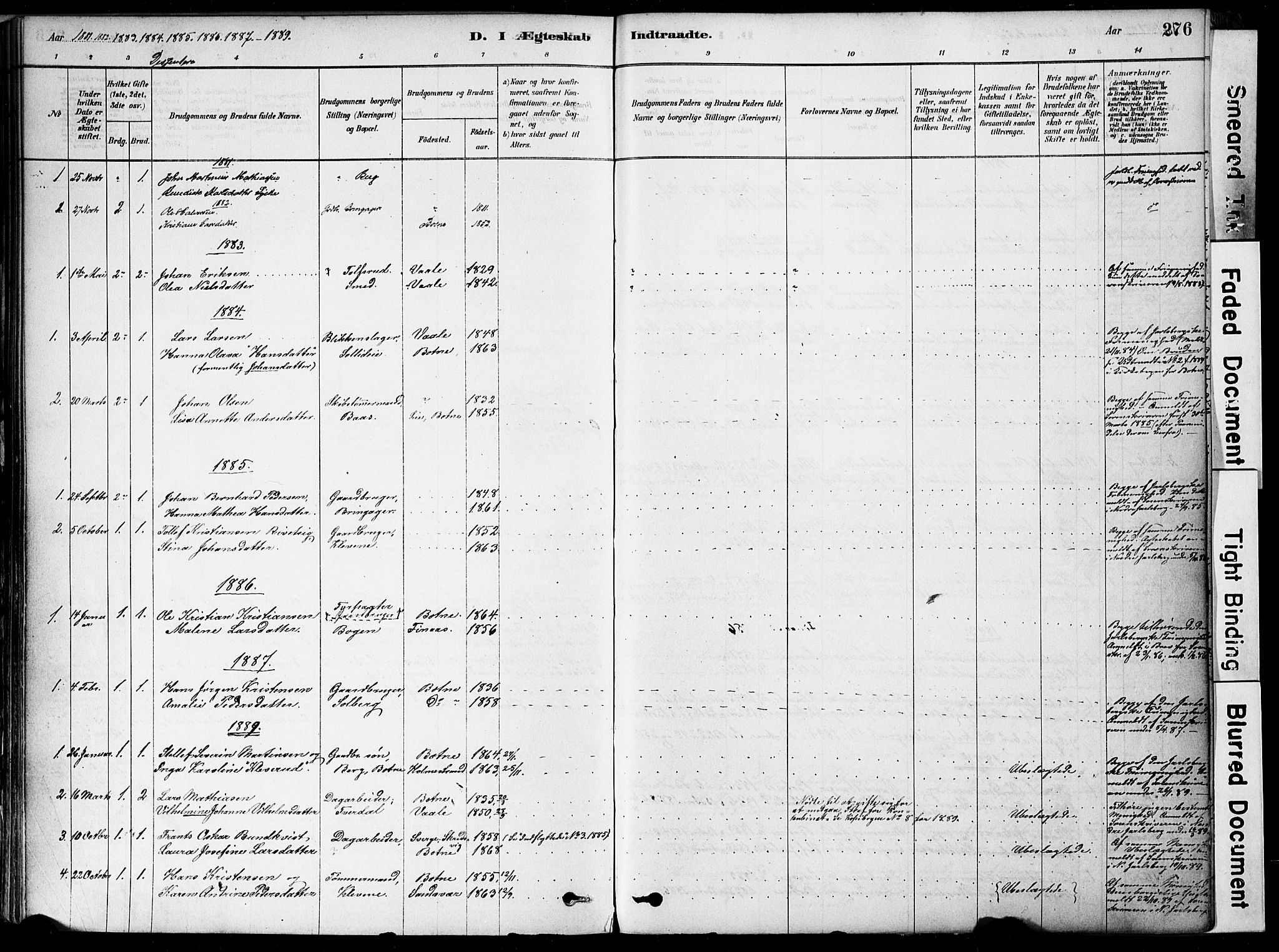 Botne kirkebøker, AV/SAKO-A-340/F/Fa/L0007: Ministerialbok nr. I 7, 1878-1910, s. 276