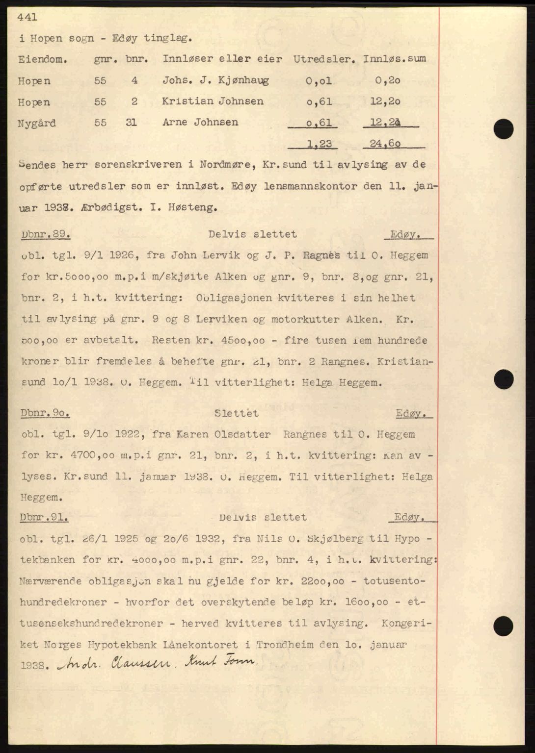 Nordmøre sorenskriveri, SAT/A-4132/1/2/2Ca: Pantebok nr. C80, 1936-1939, Dagboknr: 89/1938