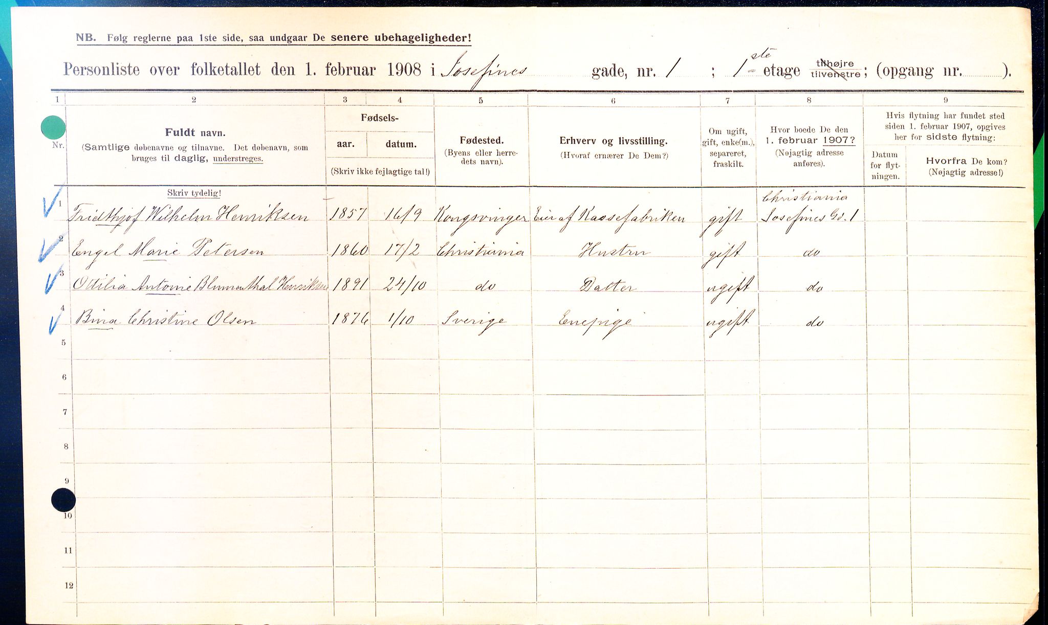 OBA, Kommunal folketelling 1.2.1908 for Kristiania kjøpstad, 1908, s. 42280