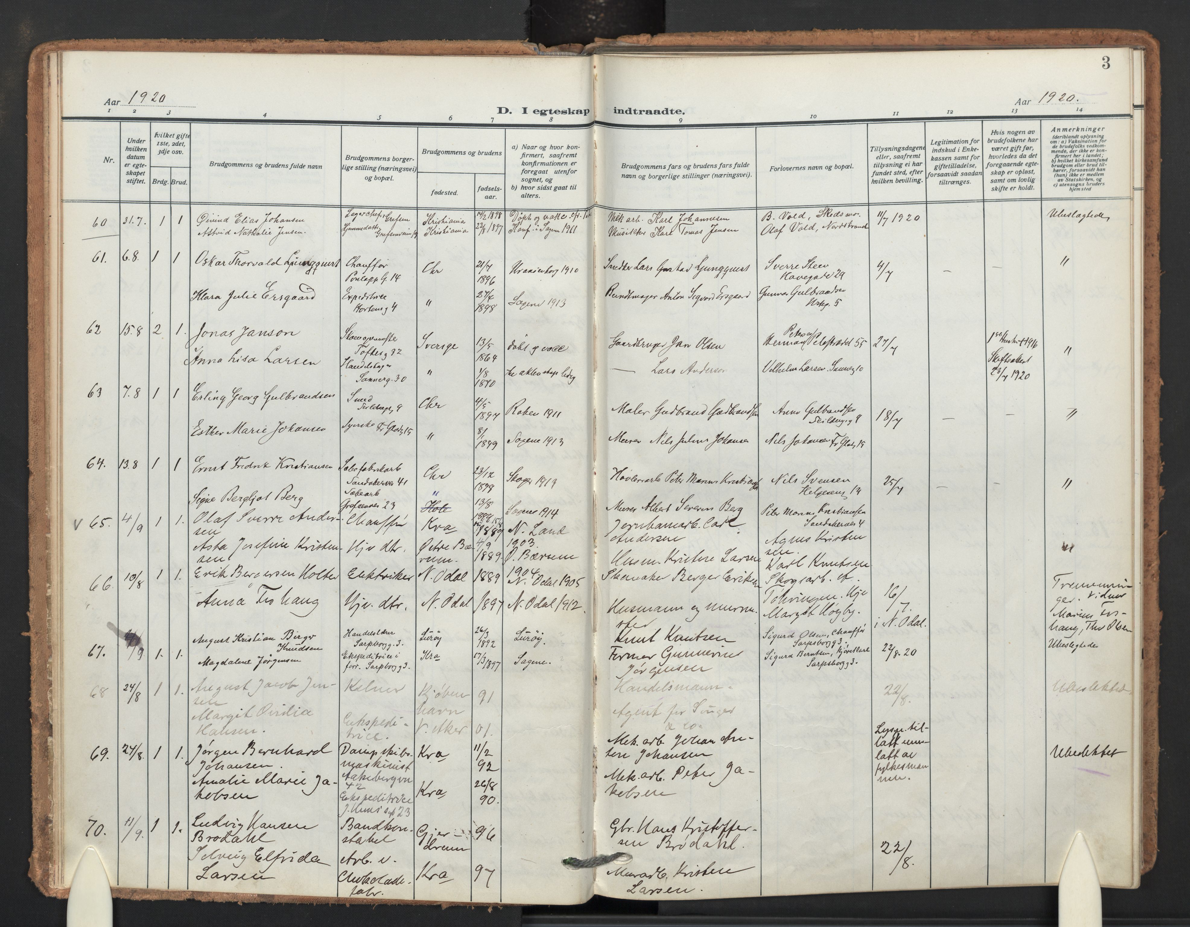 Sagene prestekontor Kirkebøker, AV/SAO-A-10796/F/L0013: Ministerialbok nr. 13, 1920-1929, s. 3