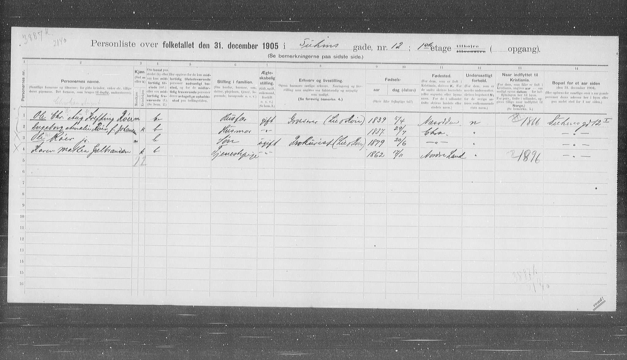 OBA, Kommunal folketelling 31.12.1905 for Kristiania kjøpstad, 1905, s. 54763
