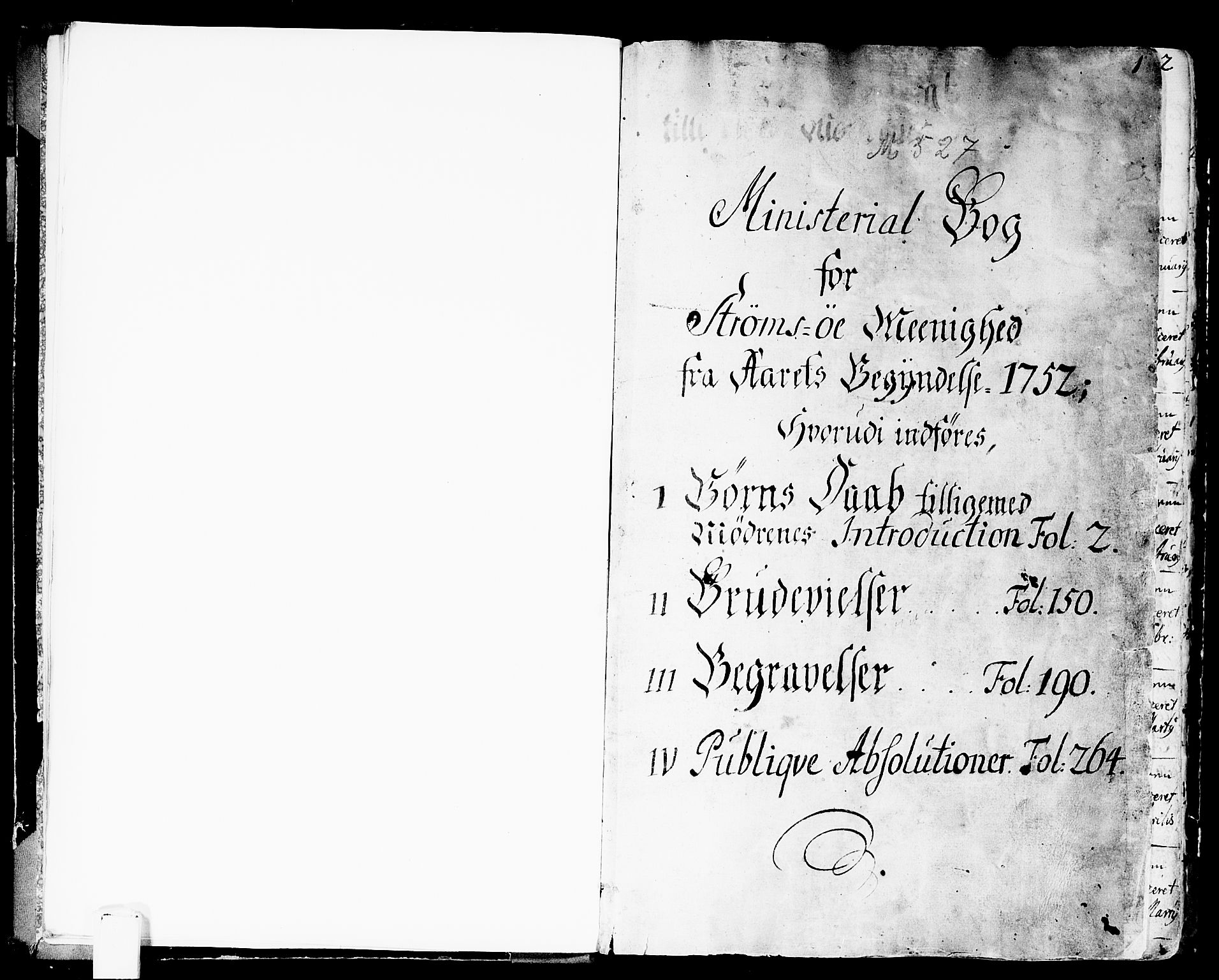 Strømsø kirkebøker, SAKO/A-246/F/Fa/L0009: Ministerialbok nr. I 9, 1752-1791, s. 1