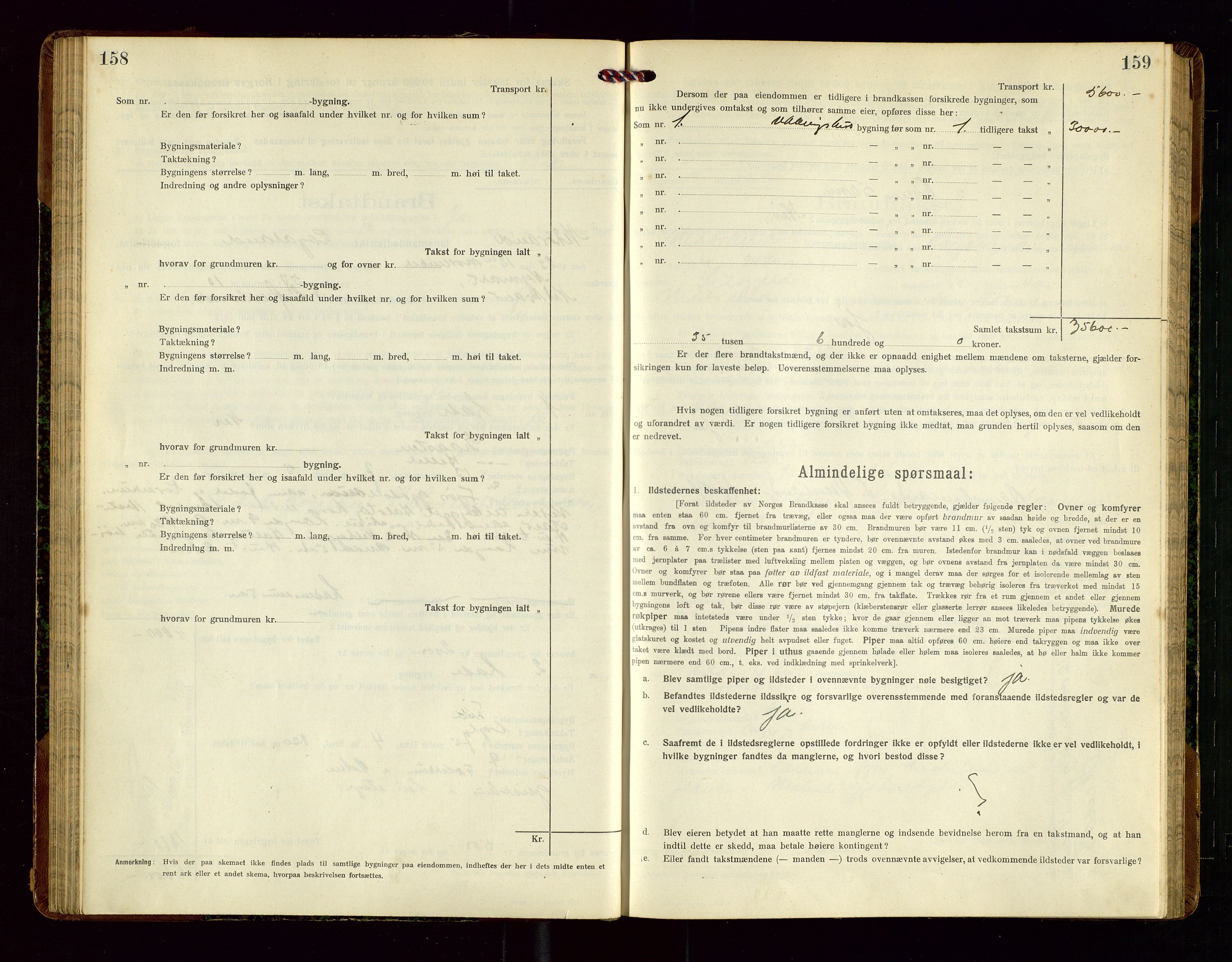 Nedstrand lensmannskontor, SAST/A-100236/Gob/L0002: "Brandtakstprotokol for Nerstrand lensmandsdistrikt Rogaland Fylke", 1916-1949, s. 158-159