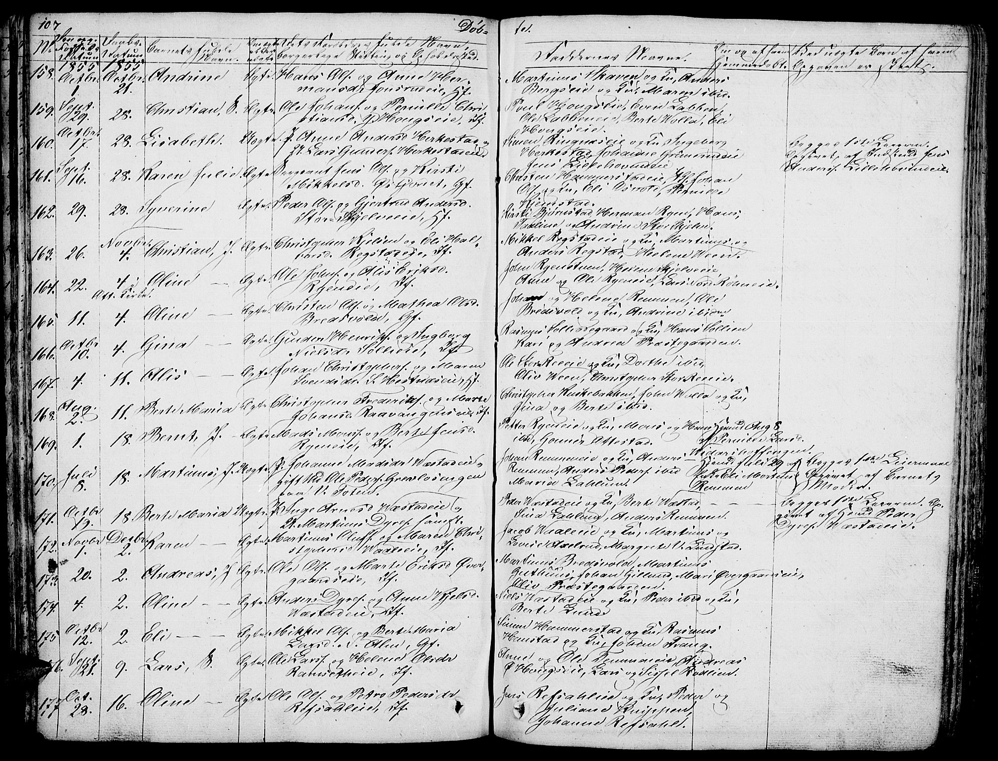 Stange prestekontor, AV/SAH-PREST-002/L/L0003: Klokkerbok nr. 3, 1840-1864, s. 107