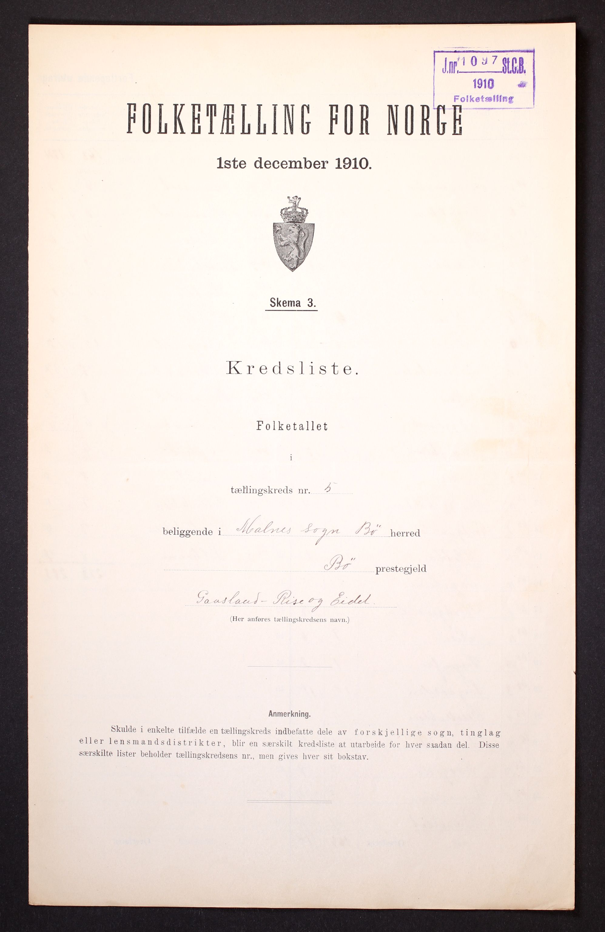 RA, Folketelling 1910 for 1867 Bø herred, 1910, s. 46