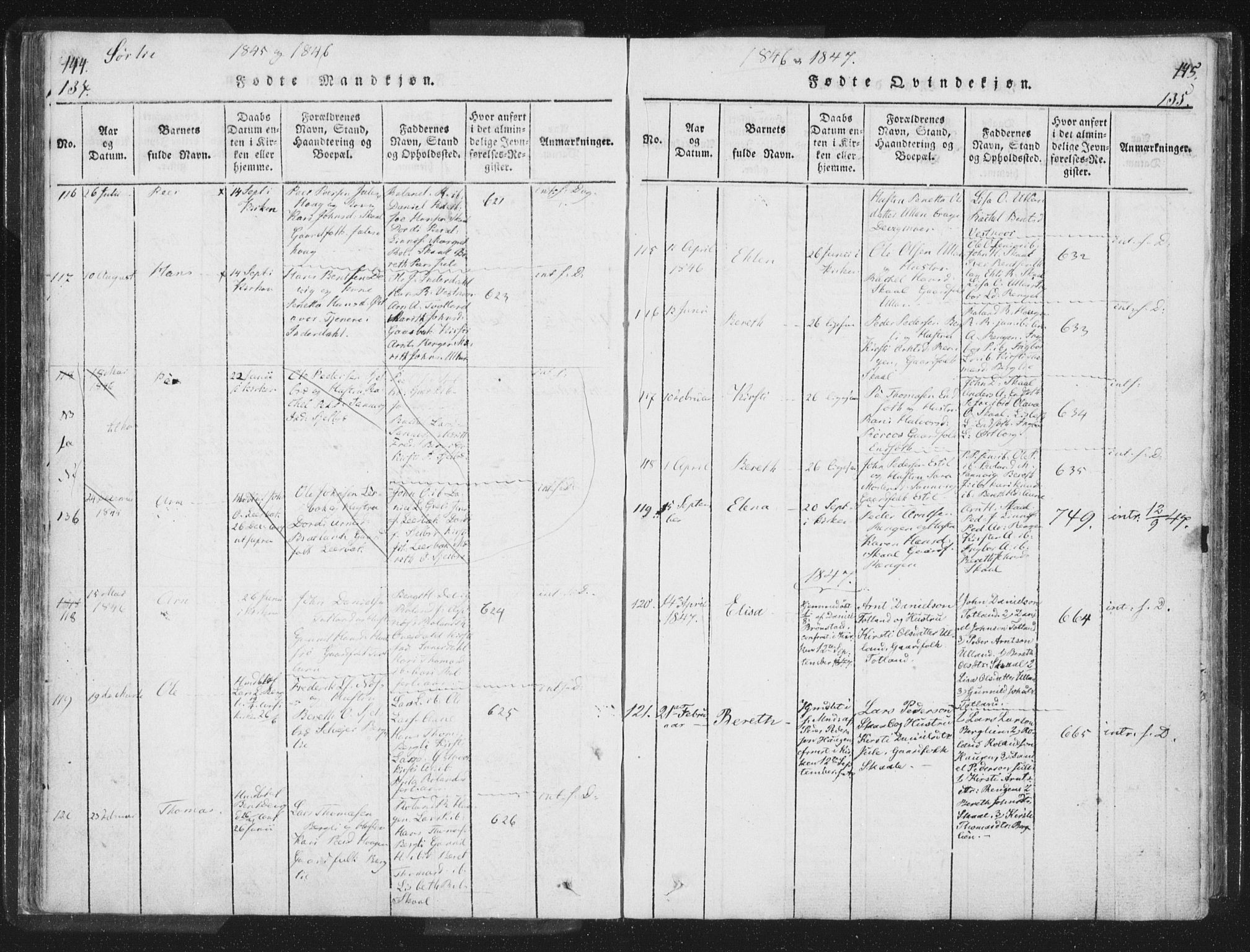 Ministerialprotokoller, klokkerbøker og fødselsregistre - Nord-Trøndelag, AV/SAT-A-1458/755/L0491: Ministerialbok nr. 755A01 /2, 1817-1864, s. 134-135