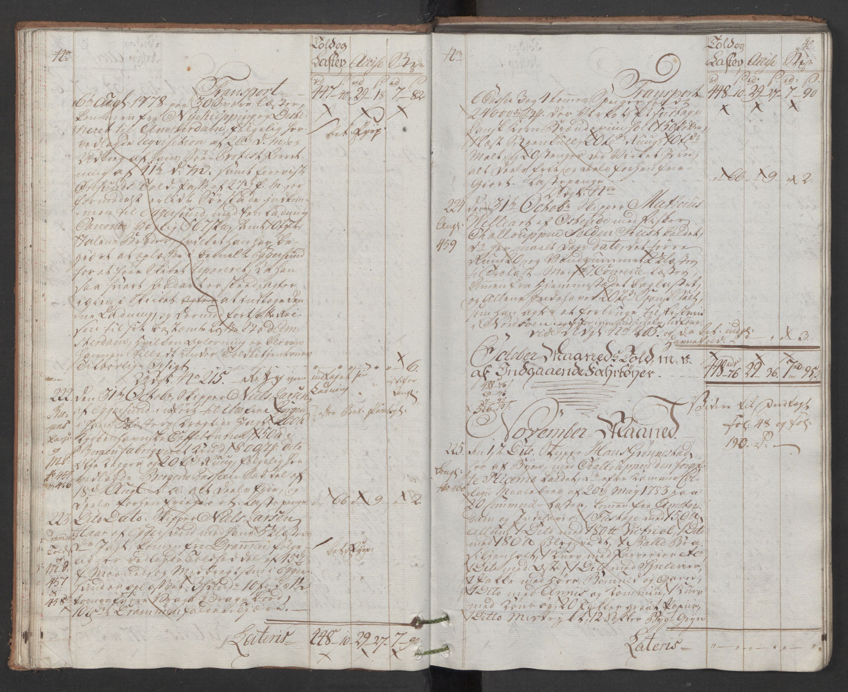 Generaltollkammeret, tollregnskaper, AV/RA-EA-5490/R22/L0048/0001: Tollregnskaper Stavanger / Hovedtollbok, 1786, s. 39b-40a