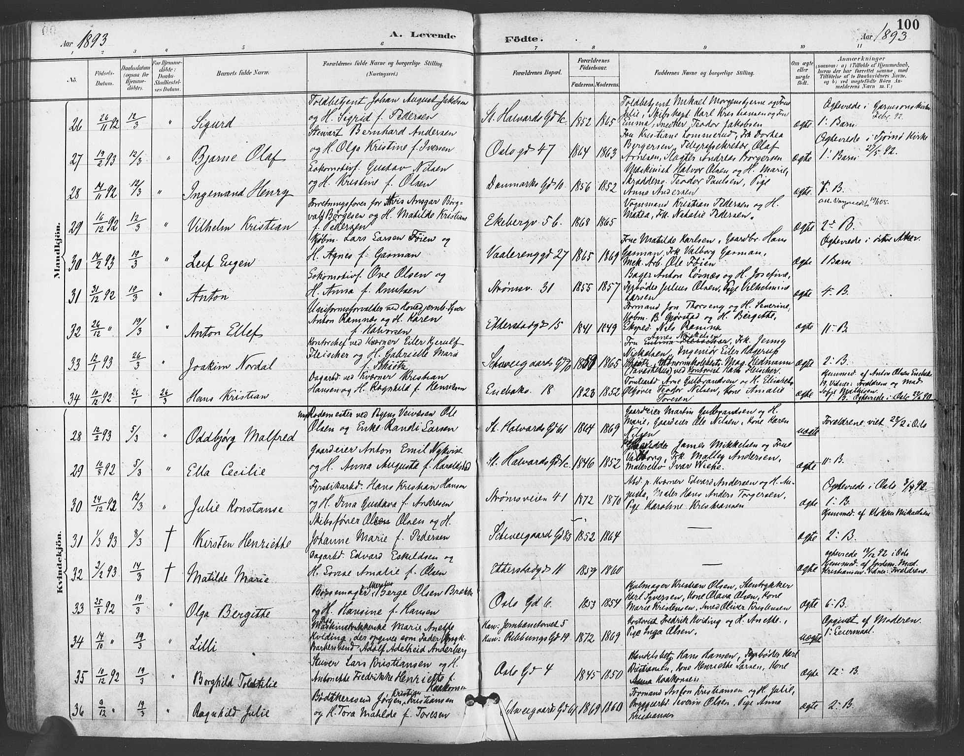 Gamlebyen prestekontor Kirkebøker, AV/SAO-A-10884/F/Fa/L0007: Ministerialbok nr. 7, 1889-1899, s. 100