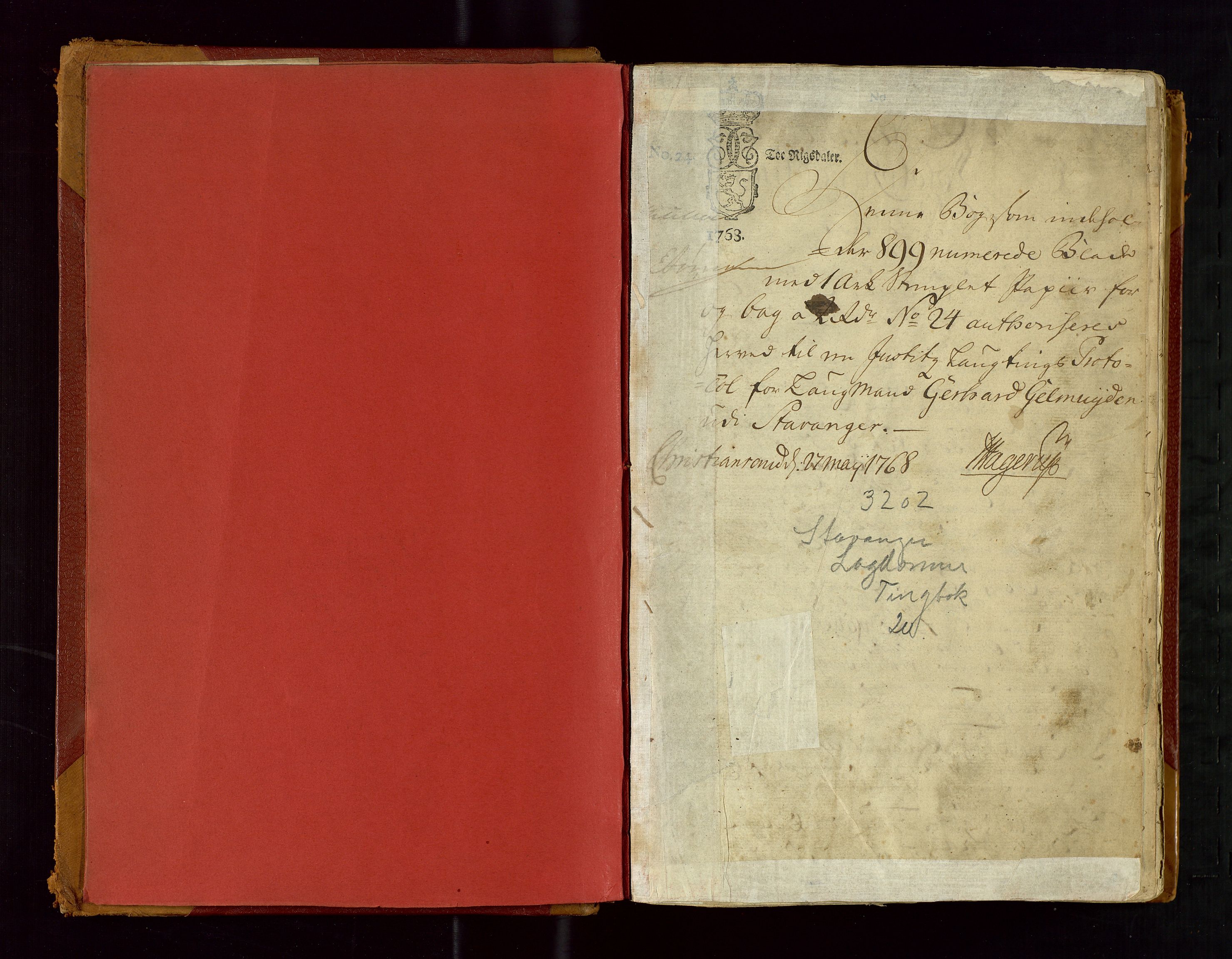 Stavanger lagting, AV/SAST-A-101420/Oa/L0020: Tingbok, 1768-1784, s. 0b-1a