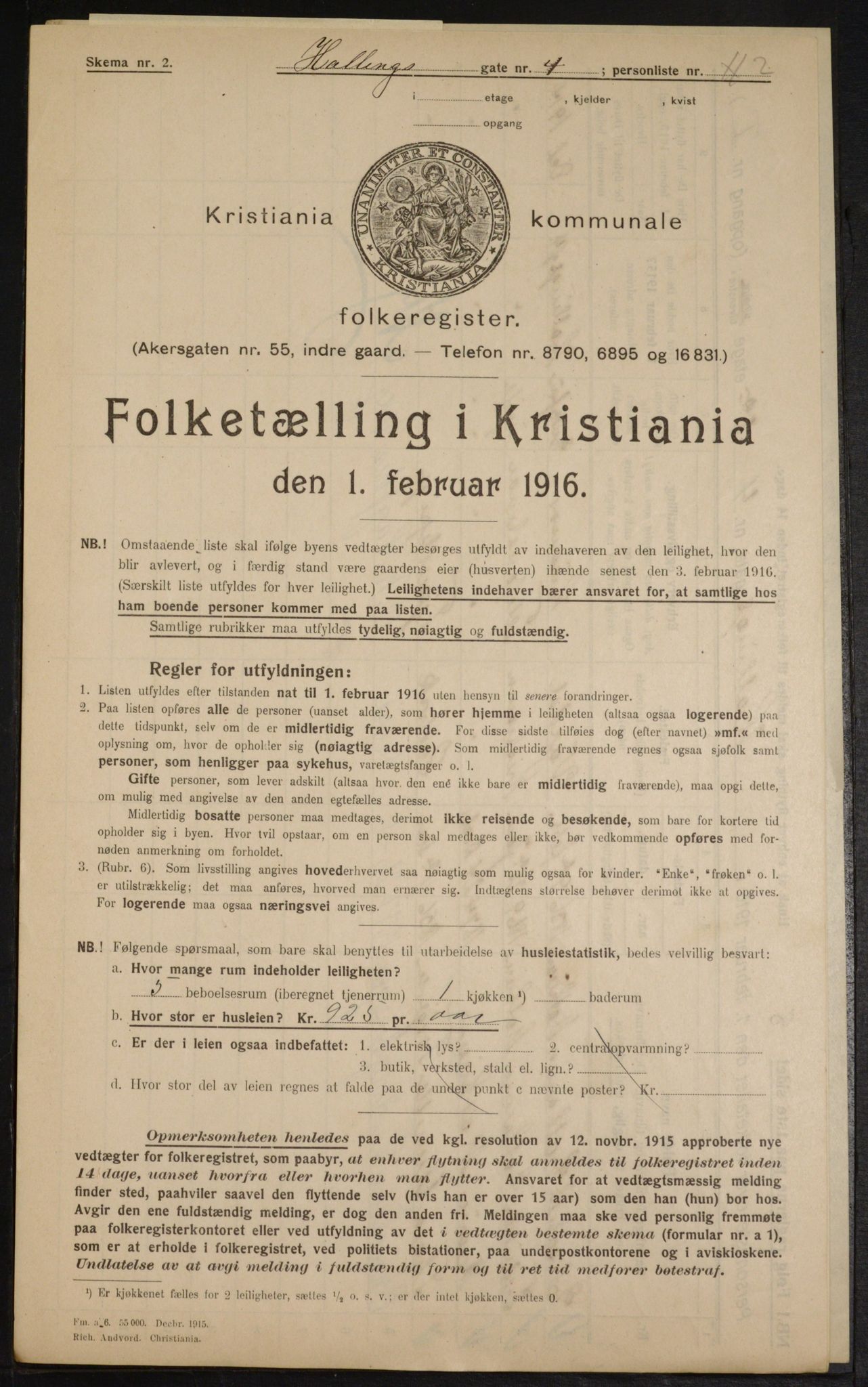 OBA, Kommunal folketelling 1.2.1916 for Kristiania, 1916, s. 34692