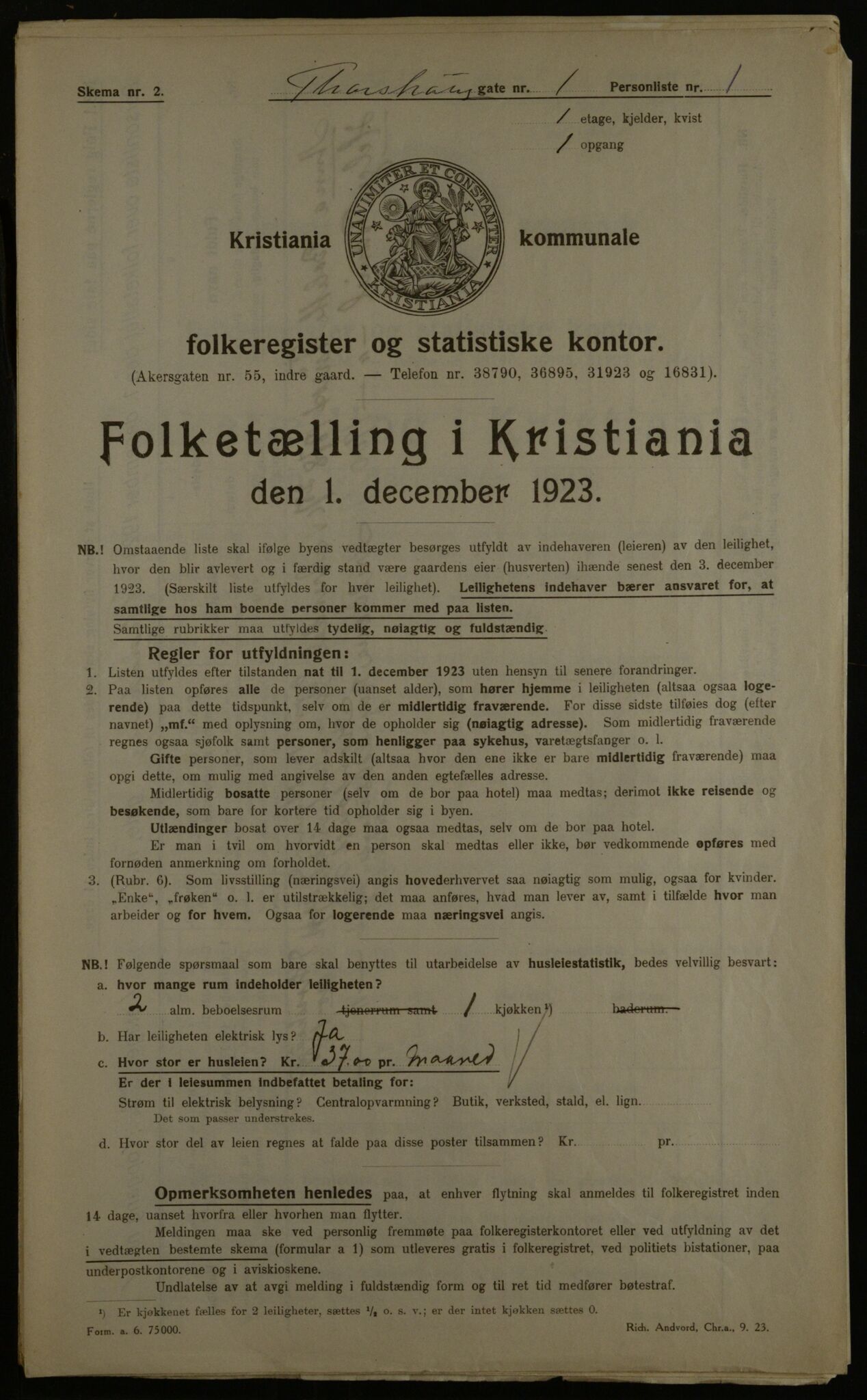 OBA, Kommunal folketelling 1.12.1923 for Kristiania, 1923, s. 126167