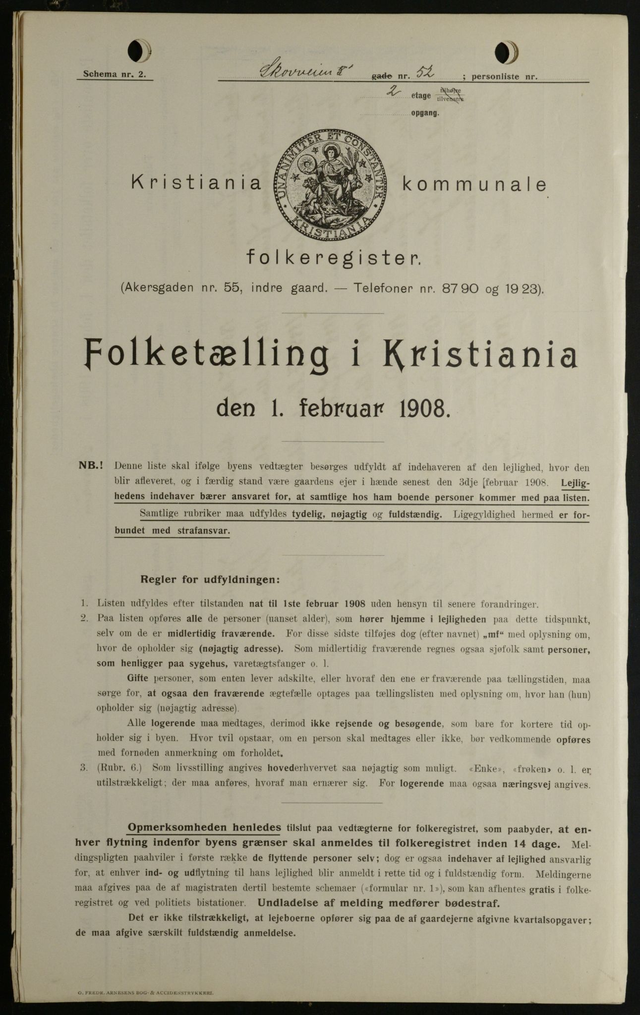 OBA, Kommunal folketelling 1.2.1908 for Kristiania kjøpstad, 1908, s. 87254