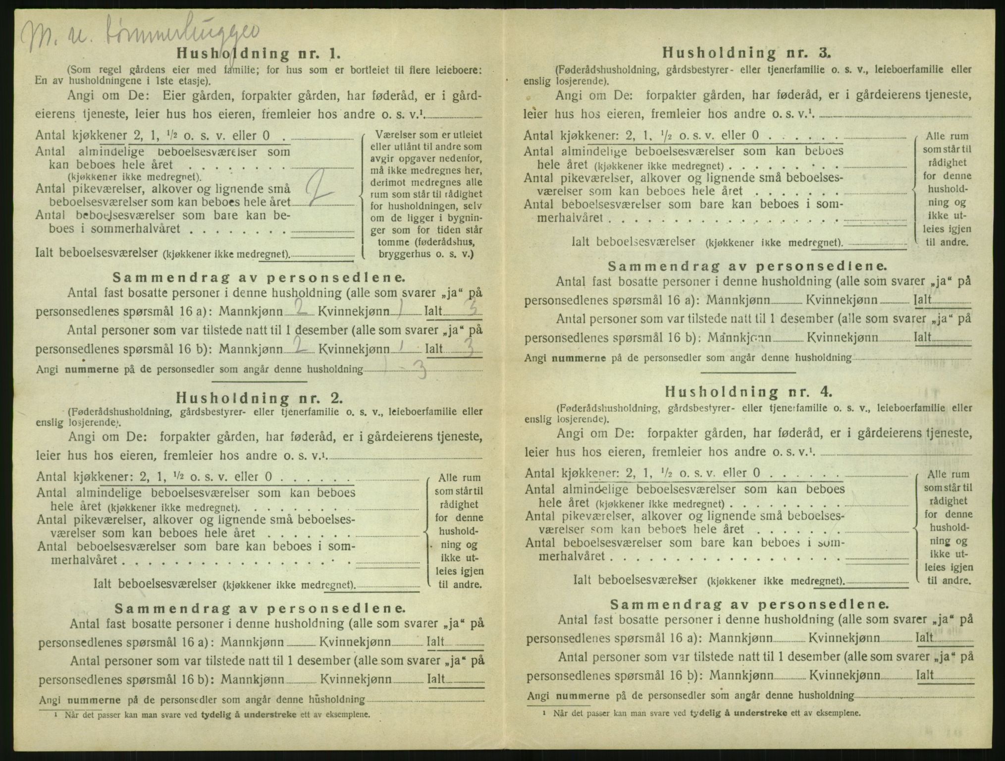 SAK, Folketelling 1920 for 0912 Vegårshei herred, 1920, s. 301