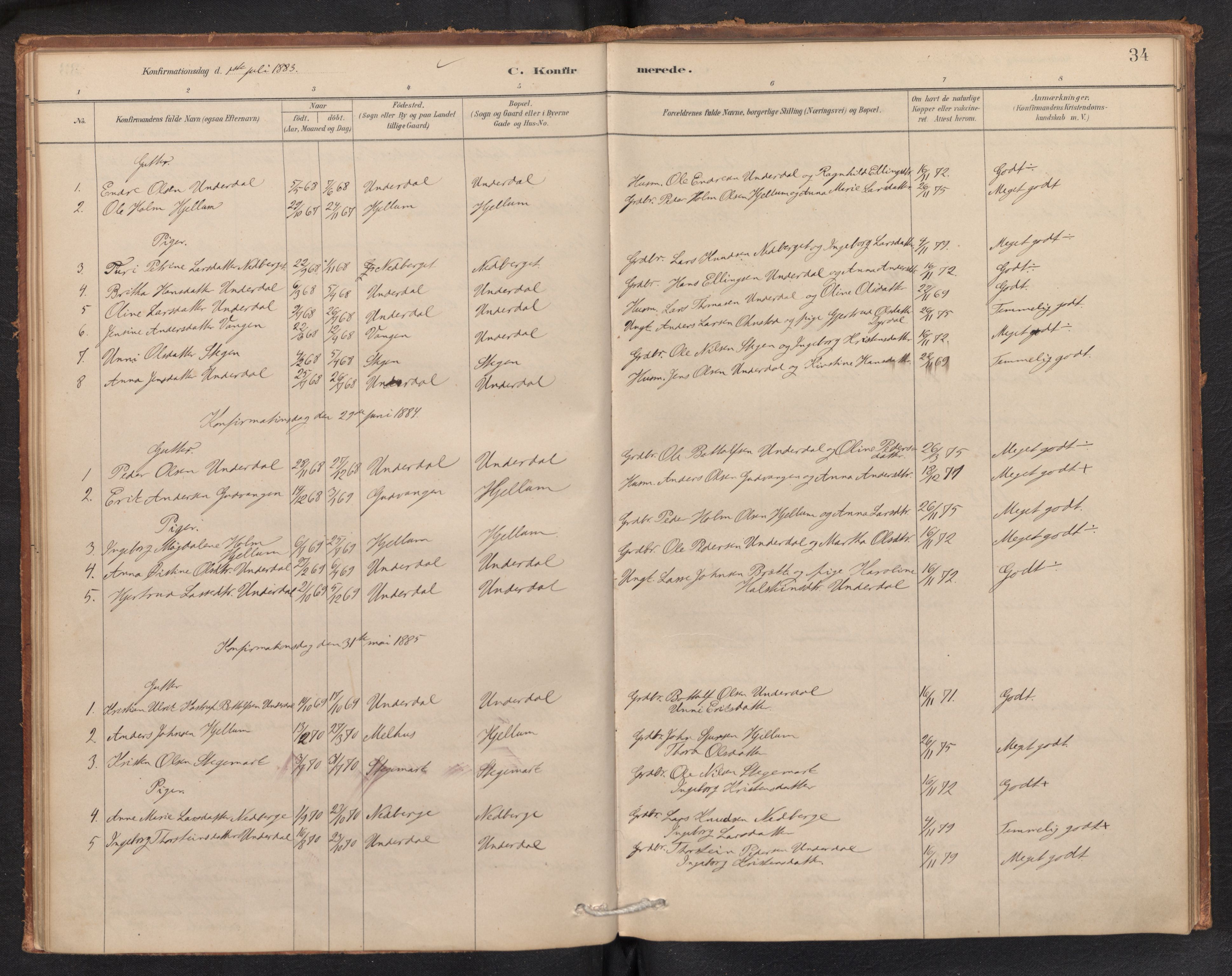 Aurland sokneprestembete, AV/SAB-A-99937/H/Ha/Hae/L0001: Ministerialbok nr. E 1, 1880-1907, s. 33b-34a