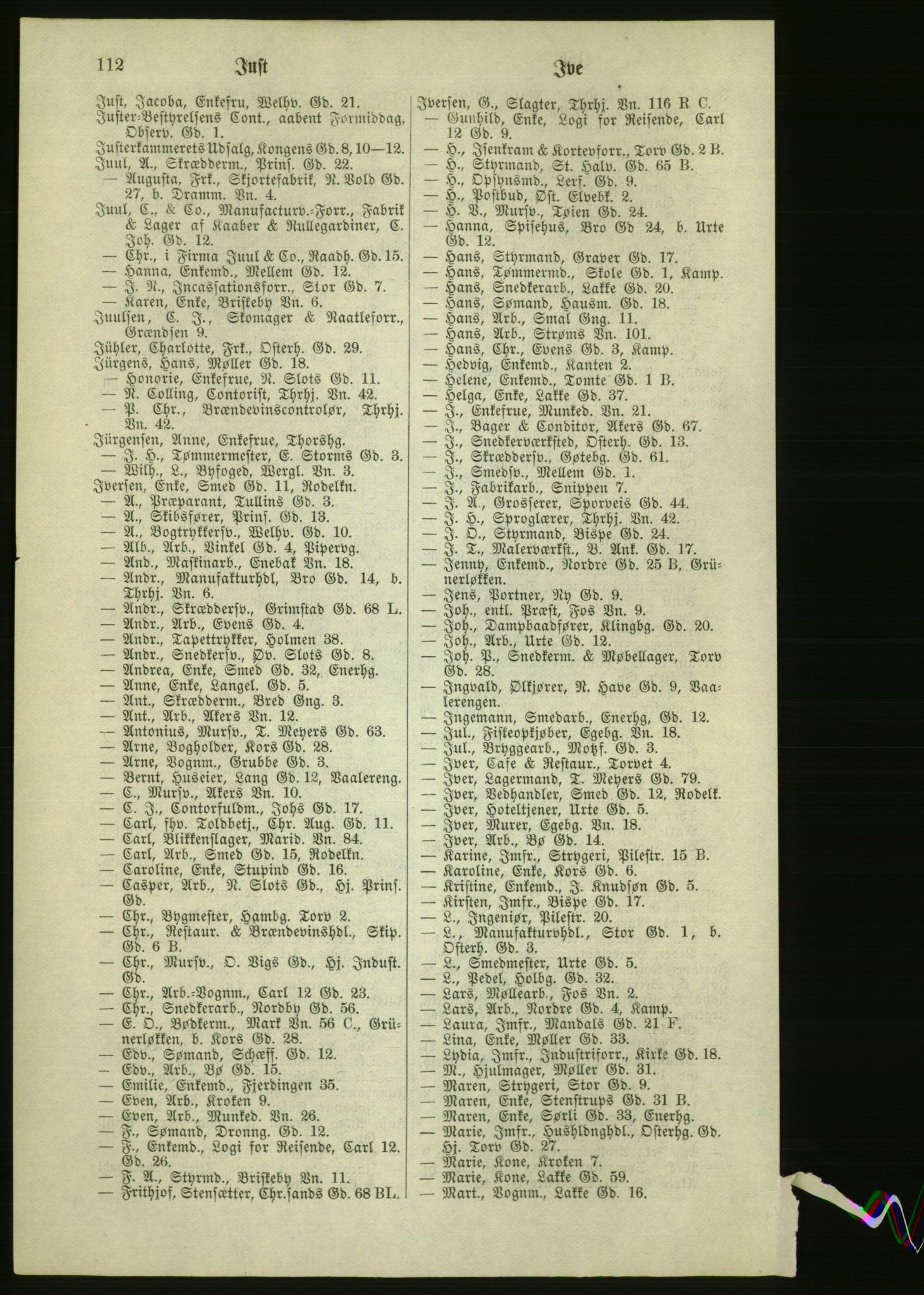 Kristiania/Oslo adressebok, PUBL/-, 1881, s. 112