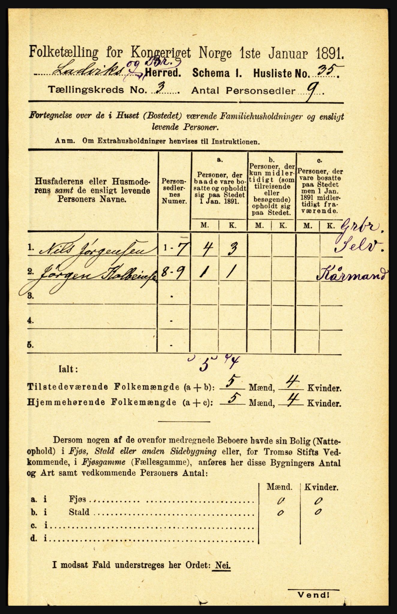 RA, Folketelling 1891 for 1415 Lavik og Brekke herred, 1891, s. 489