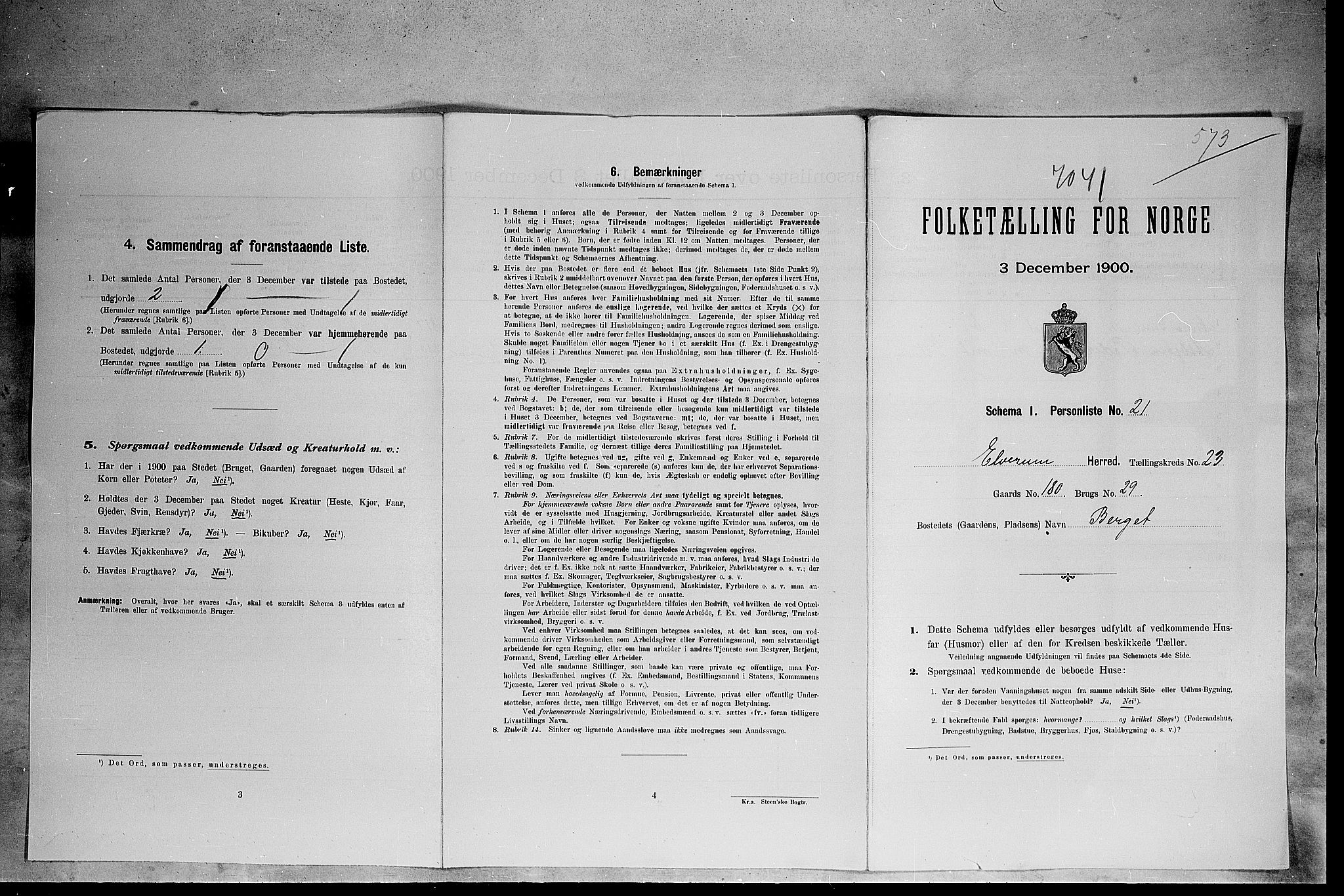 SAH, Folketelling 1900 for 0427 Elverum herred, 1900, s. 184