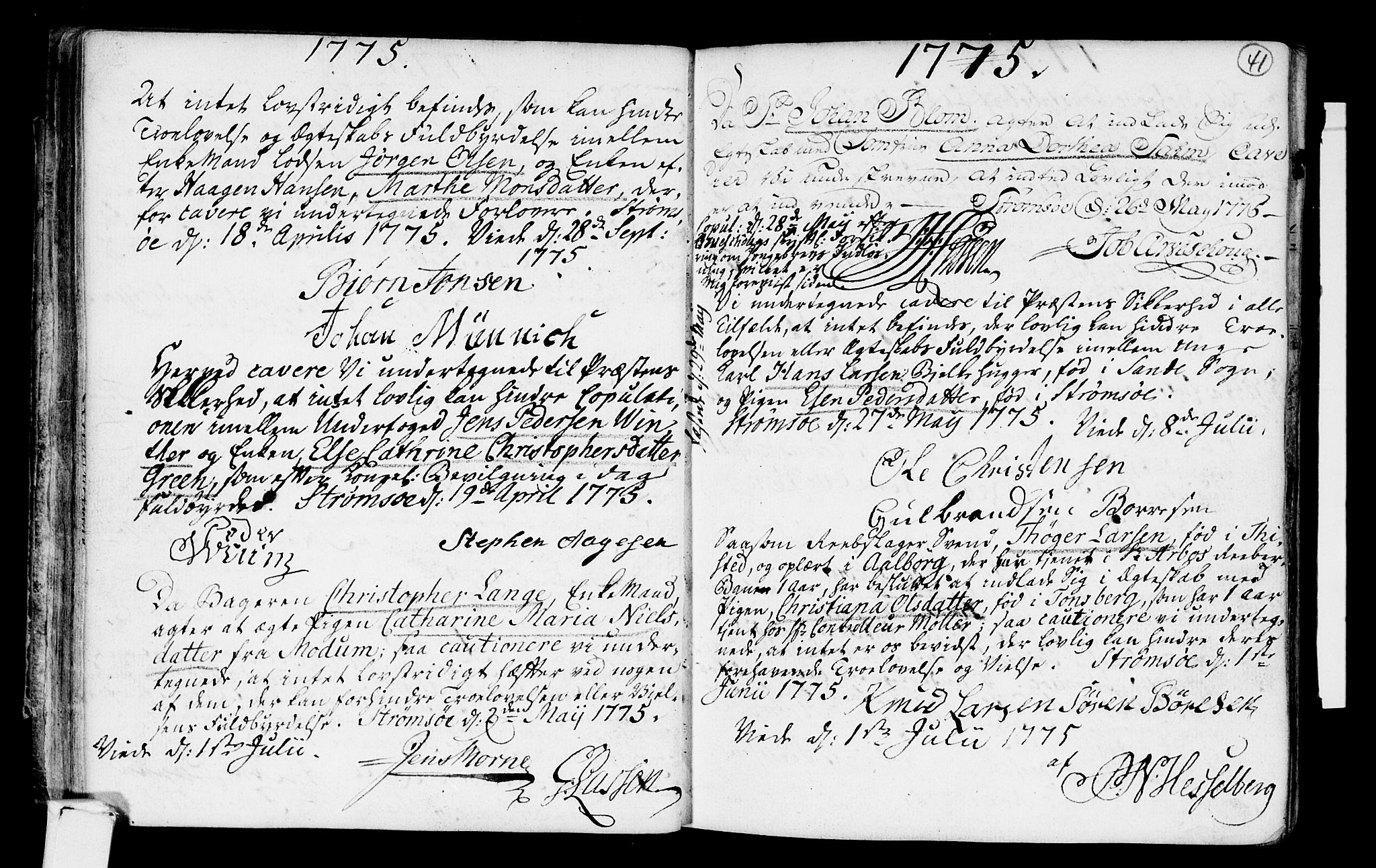 Strømsø kirkebøker, SAKO/A-246/H/Hb/L0001: Forlovererklæringer nr. 1, 1752-1815, s. 41