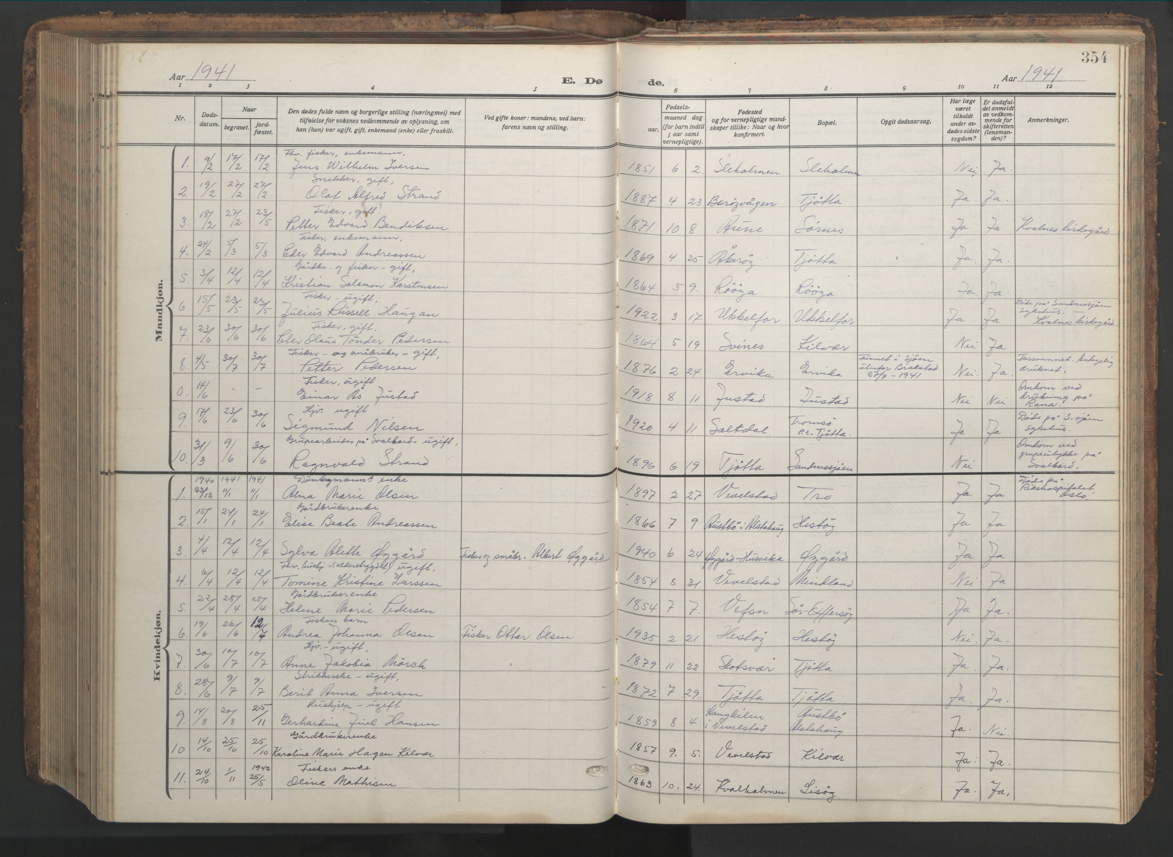 Ministerialprotokoller, klokkerbøker og fødselsregistre - Nordland, AV/SAT-A-1459/817/L0269: Klokkerbok nr. 817C04, 1921-1949, s. 354