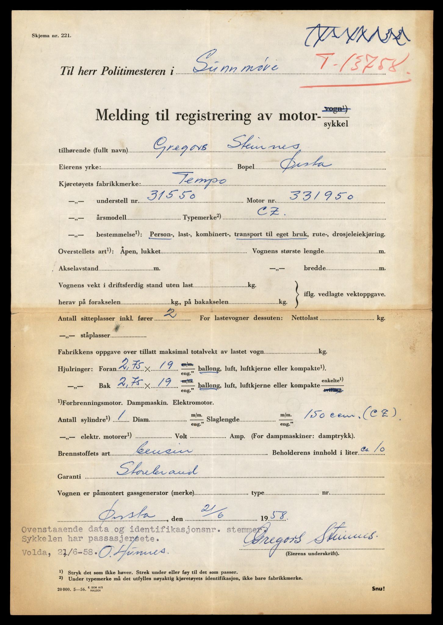 Møre og Romsdal vegkontor - Ålesund trafikkstasjon, AV/SAT-A-4099/F/Fe/L0035: Registreringskort for kjøretøy T 12653 - T 12829, 1927-1998, s. 2482