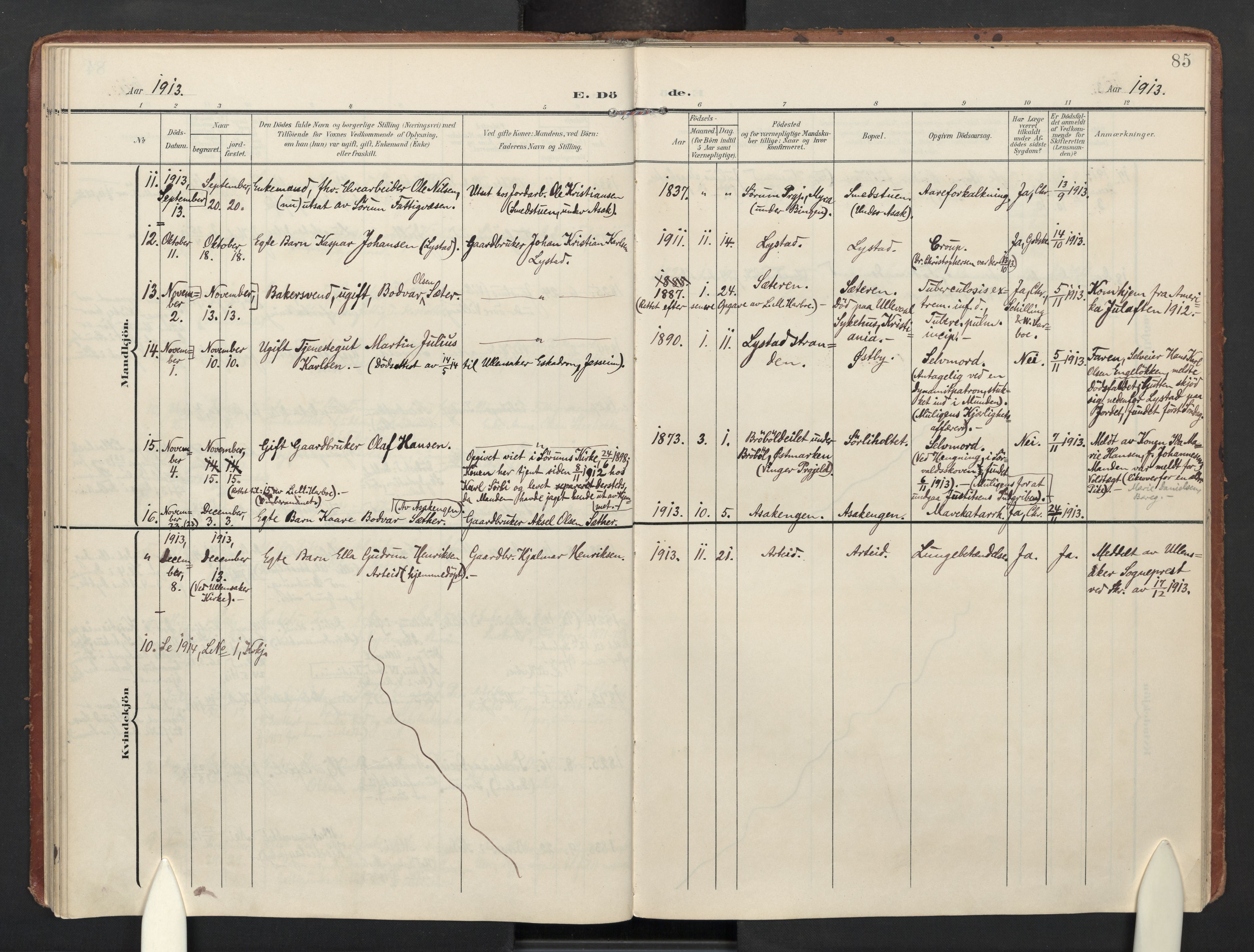 Sørum prestekontor Kirkebøker, AV/SAO-A-10303/F/Fa/L0009: Ministerialbok nr. I 9, 1905-1931, s. 85