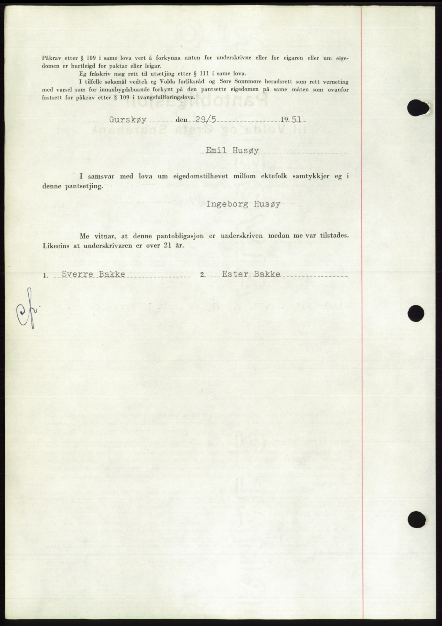 Søre Sunnmøre sorenskriveri, AV/SAT-A-4122/1/2/2C/L0120: Pantebok nr. 8B, 1951-1951, Dagboknr: 912/1951