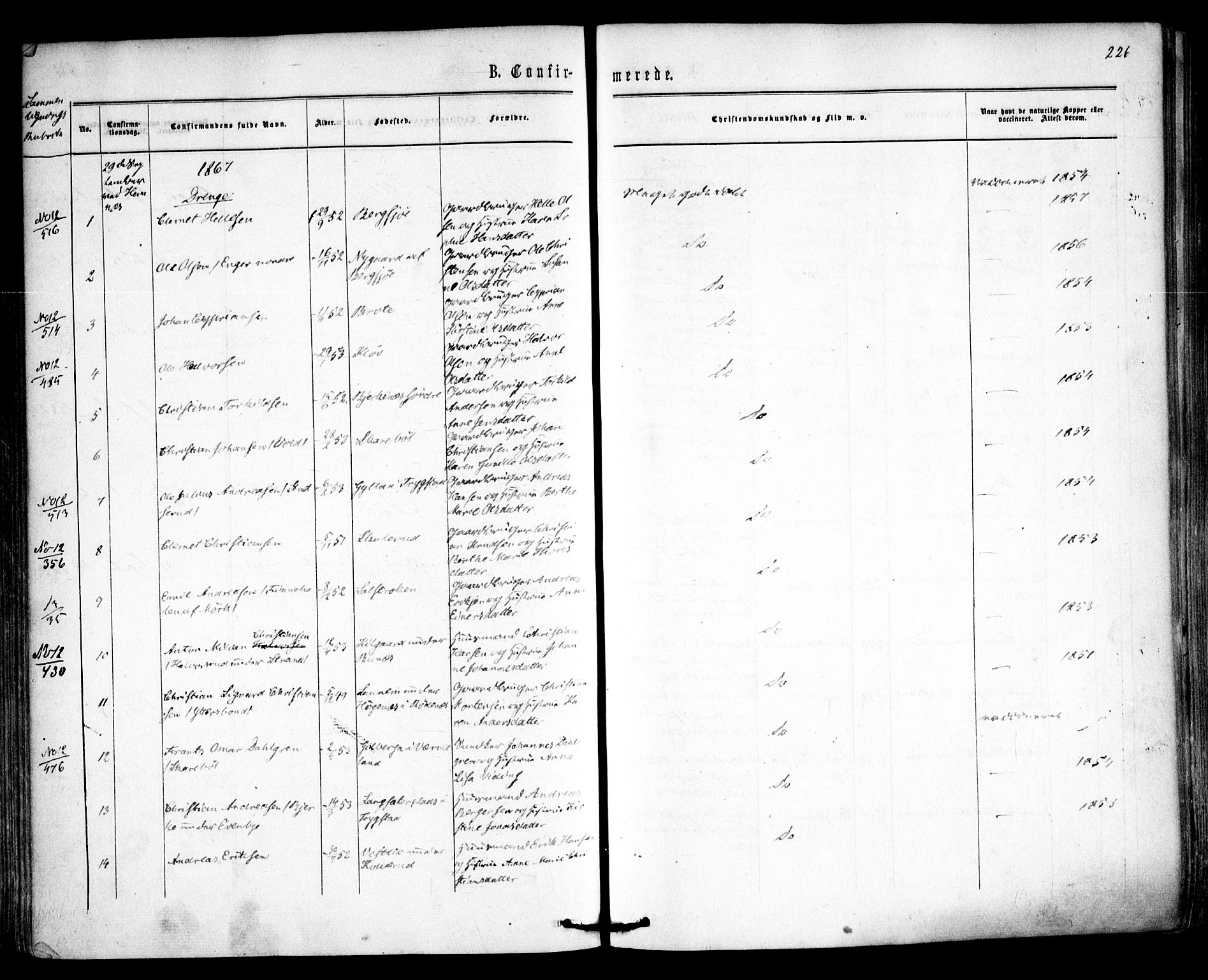 Høland prestekontor Kirkebøker, SAO/A-10346a/F/Fa/L0011: Ministerialbok nr. I 11, 1862-1869, s. 226