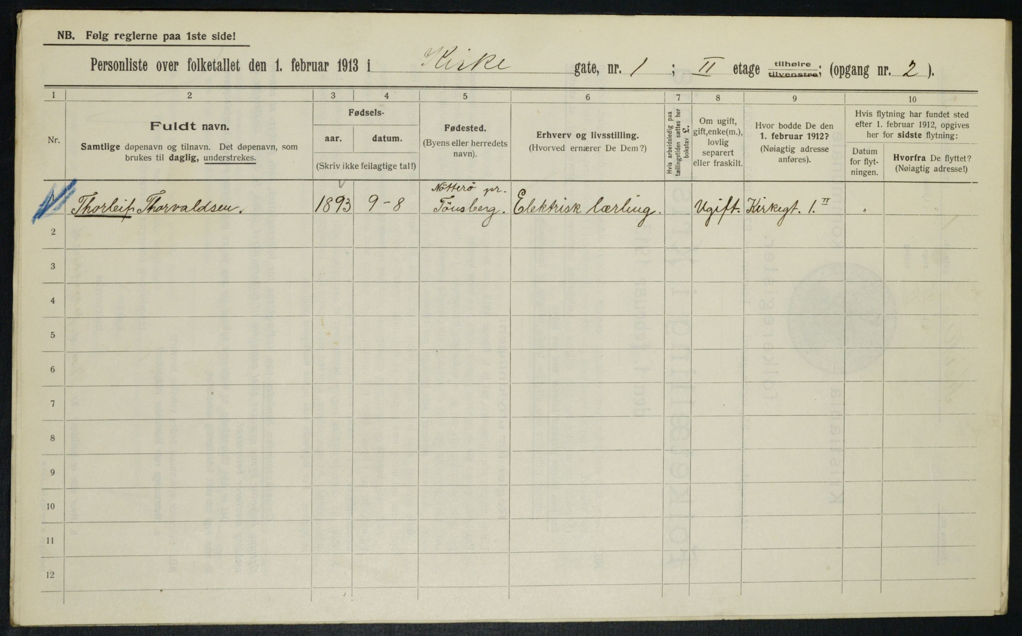 OBA, Kommunal folketelling 1.2.1913 for Kristiania, 1913, s. 49485