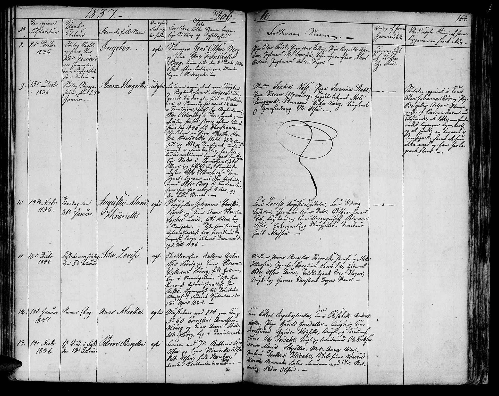 Ministerialprotokoller, klokkerbøker og fødselsregistre - Sør-Trøndelag, SAT/A-1456/602/L0108: Ministerialbok nr. 602A06, 1821-1839, s. 164