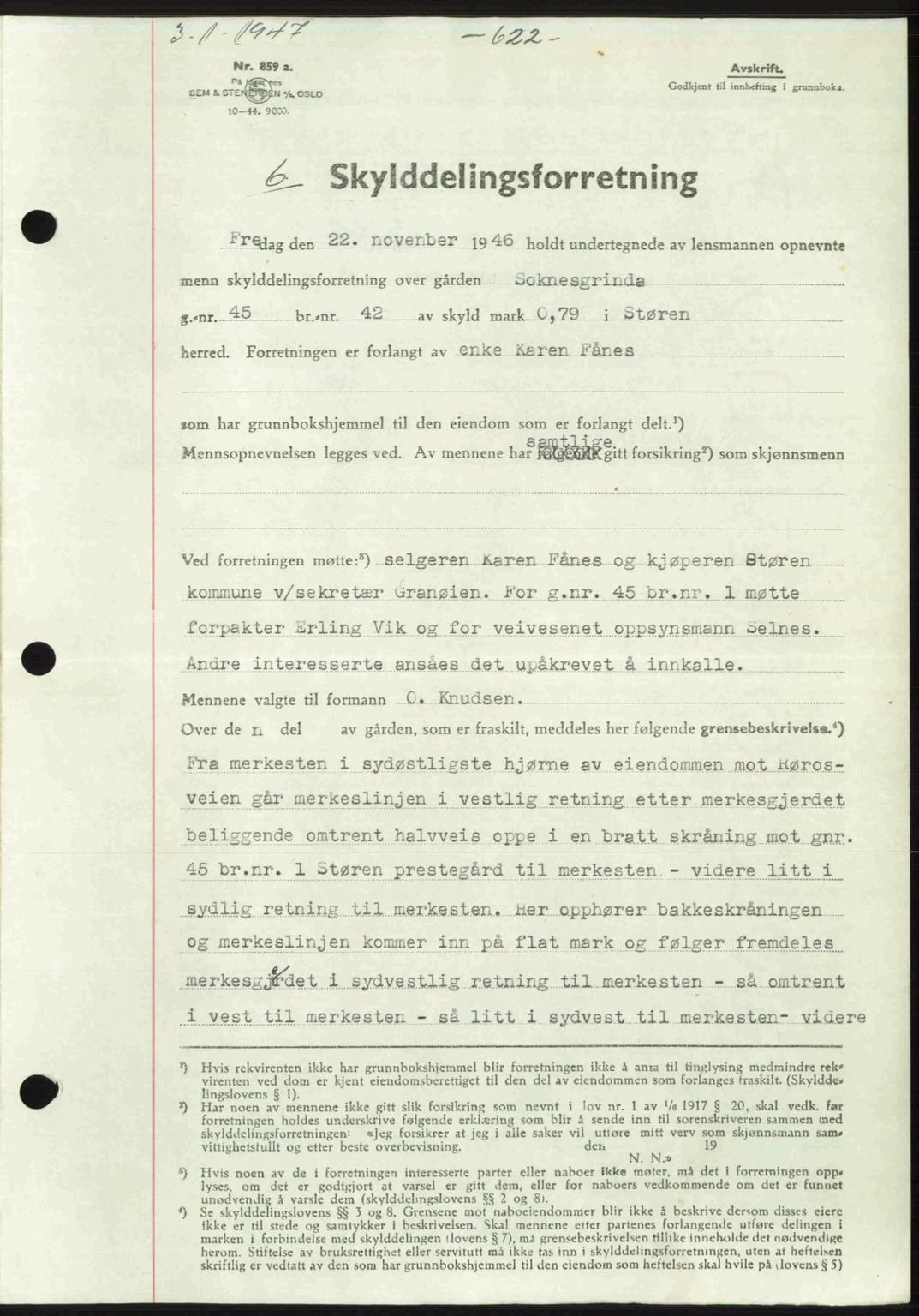 Gauldal sorenskriveri, SAT/A-0014/1/2/2C: Pantebok nr. A3, 1947-1947, Dagboknr: 6/1947
