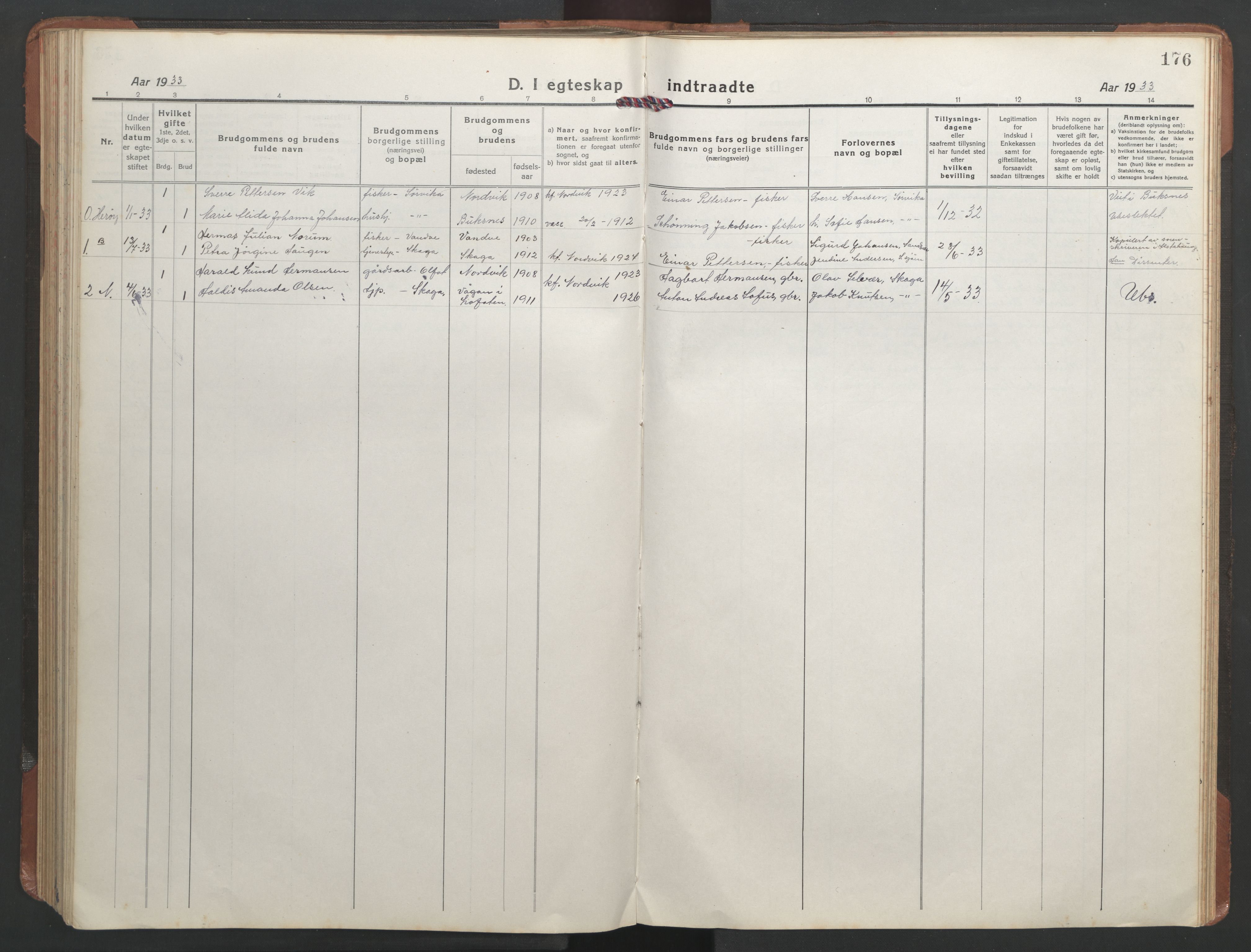 Ministerialprotokoller, klokkerbøker og fødselsregistre - Nordland, AV/SAT-A-1459/836/L0539: Klokkerbok nr. 836C03, 1917-1949, s. 176