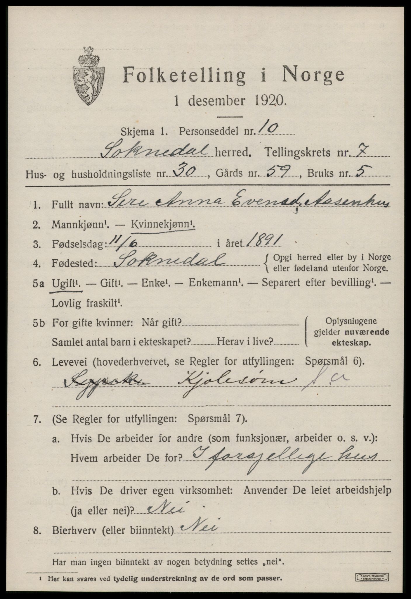 SAT, Folketelling 1920 for 1649 Soknedal herred, 1920, s. 3742