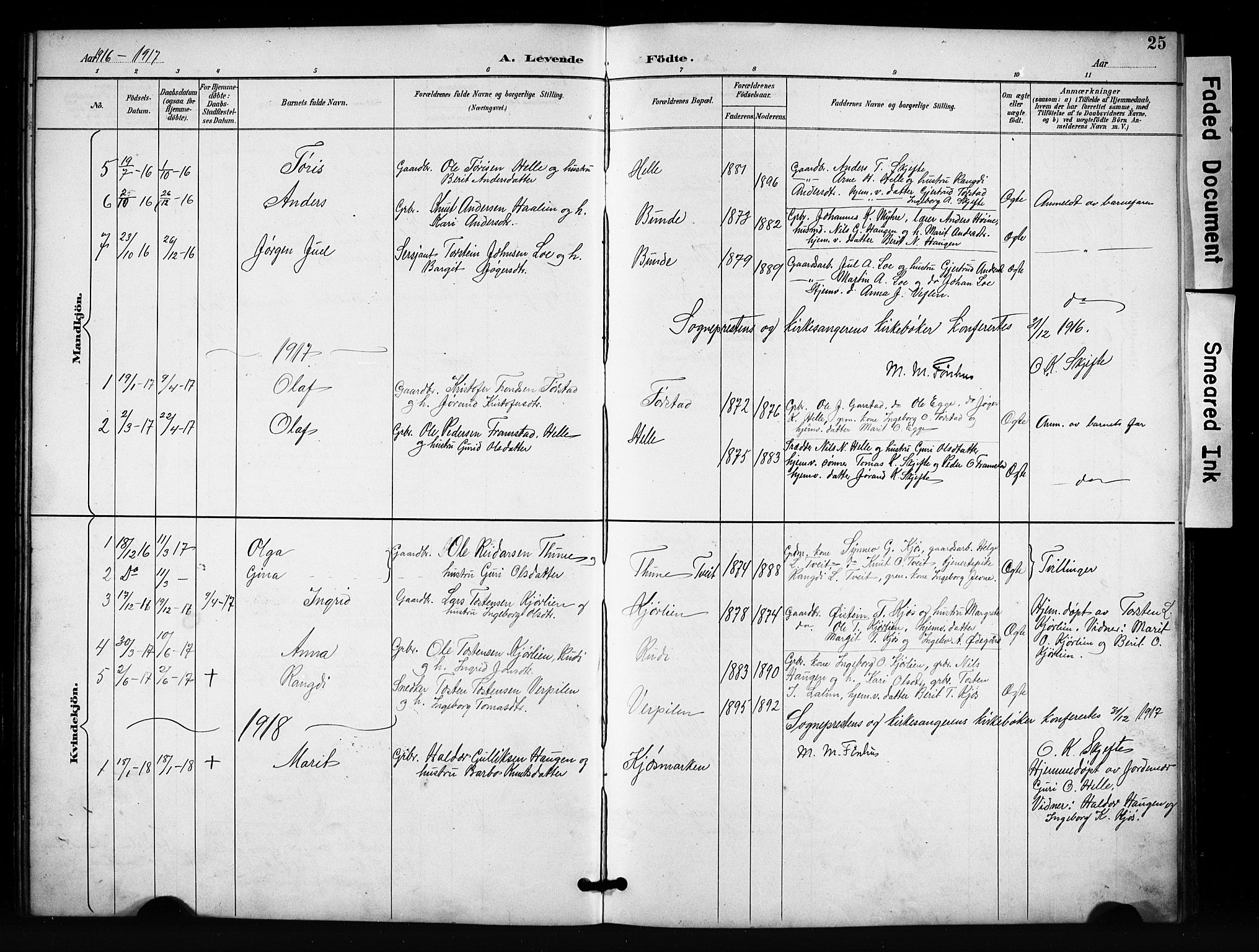 Vang prestekontor, Valdres, AV/SAH-PREST-140/H/Hb/L0007: Klokkerbok nr. 7, 1893-1924, s. 25