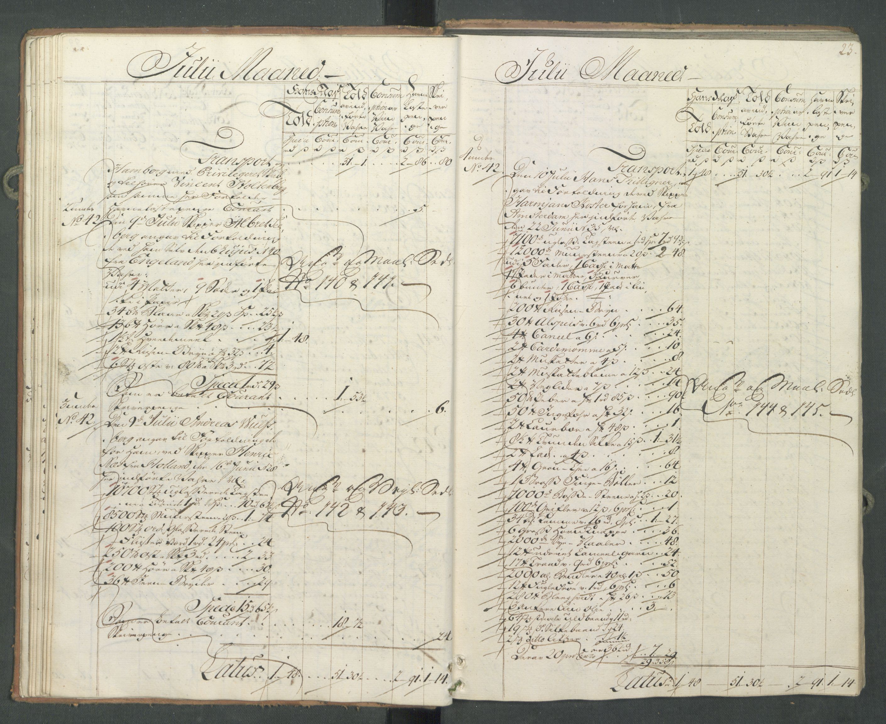 Generaltollkammeret, tollregnskaper, AV/RA-EA-5490/R10/L0024/0001: Tollregnskaper Tønsberg / Inngående hovedtollbok, 1762, s. 22b-23a