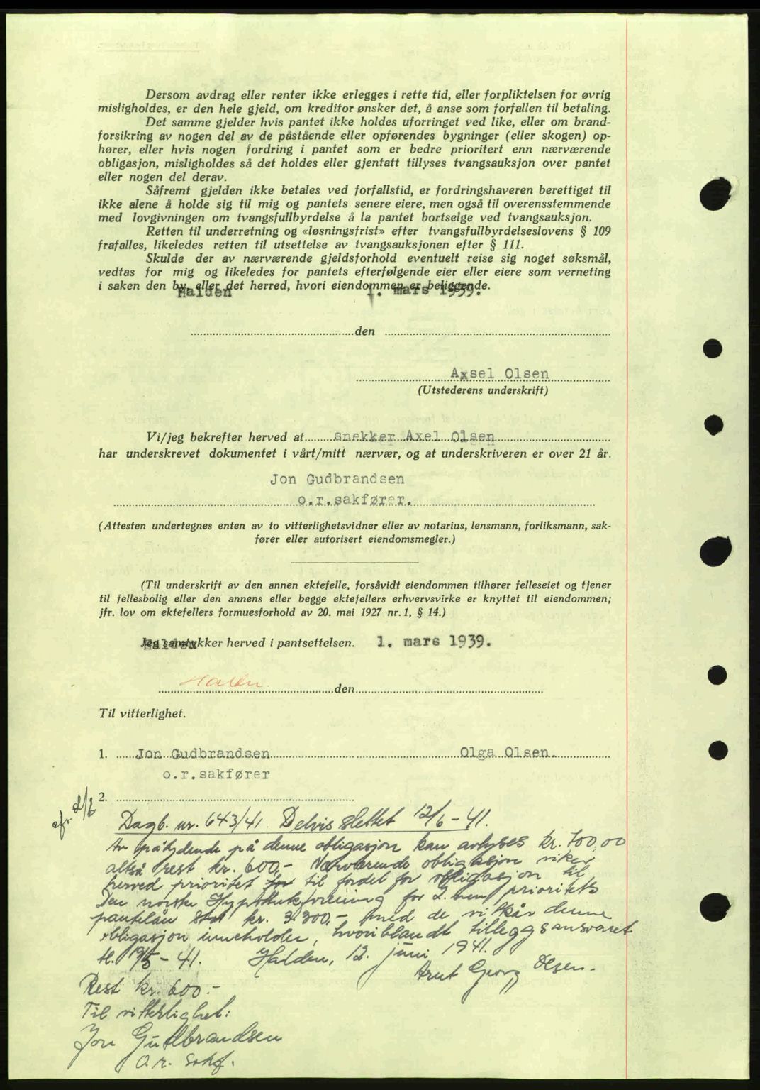 Idd og Marker sorenskriveri, AV/SAO-A-10283/G/Gb/Gbc/L0001: Pantebok nr. B1-3, 1936-1939, Dagboknr: 319/1939