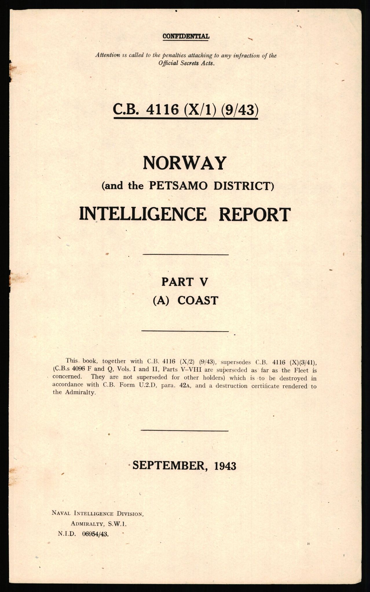 Forsvaret, Forsvarets overkommando II, AV/RA-RAFA-3915/D/Dd/L0004: Index of Reports on Norway, 1943-1944, s. 18