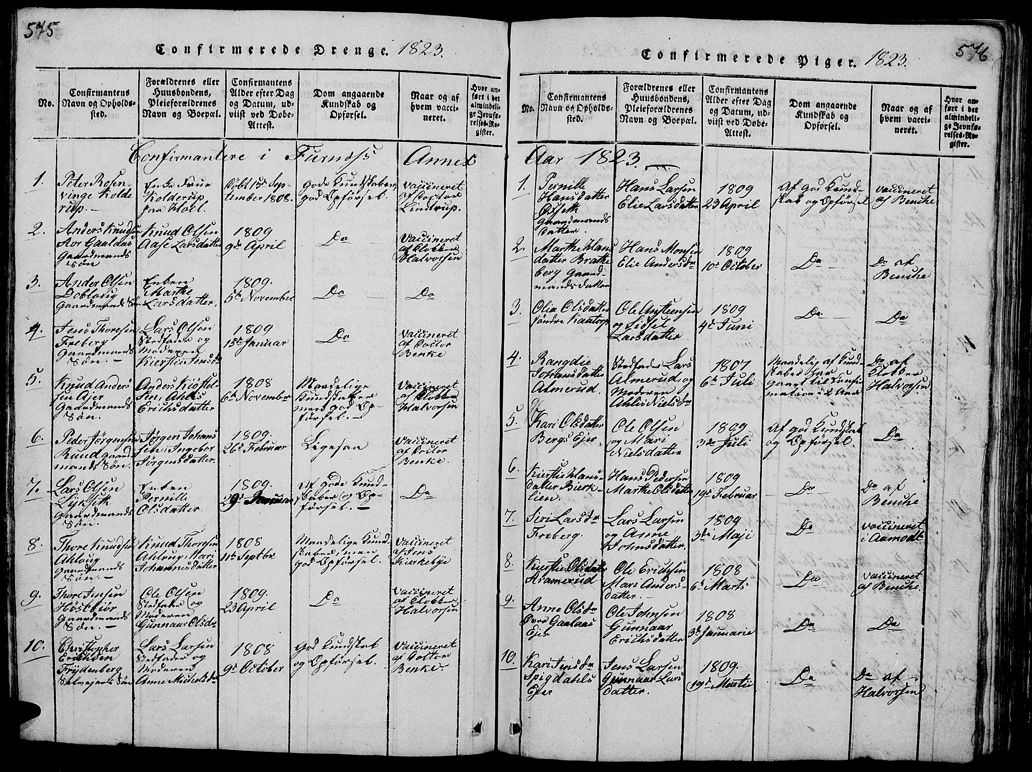 Vang prestekontor, Hedmark, SAH/PREST-008/H/Ha/Hab/L0005: Klokkerbok nr. 5, 1815-1836, s. 575-576