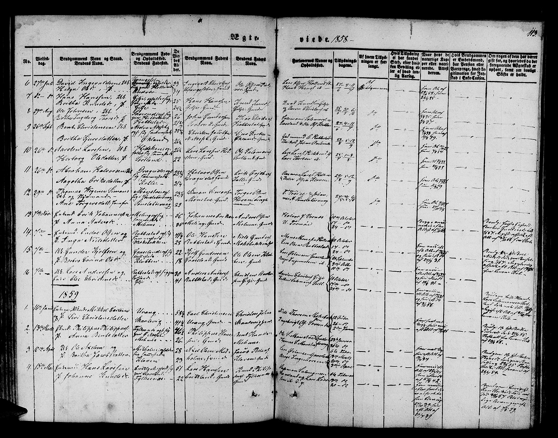 Finnås sokneprestembete, AV/SAB-A-99925/H/Ha/Hab/Habb/L0001: Klokkerbok nr. B 1, 1851-1870, s. 113
