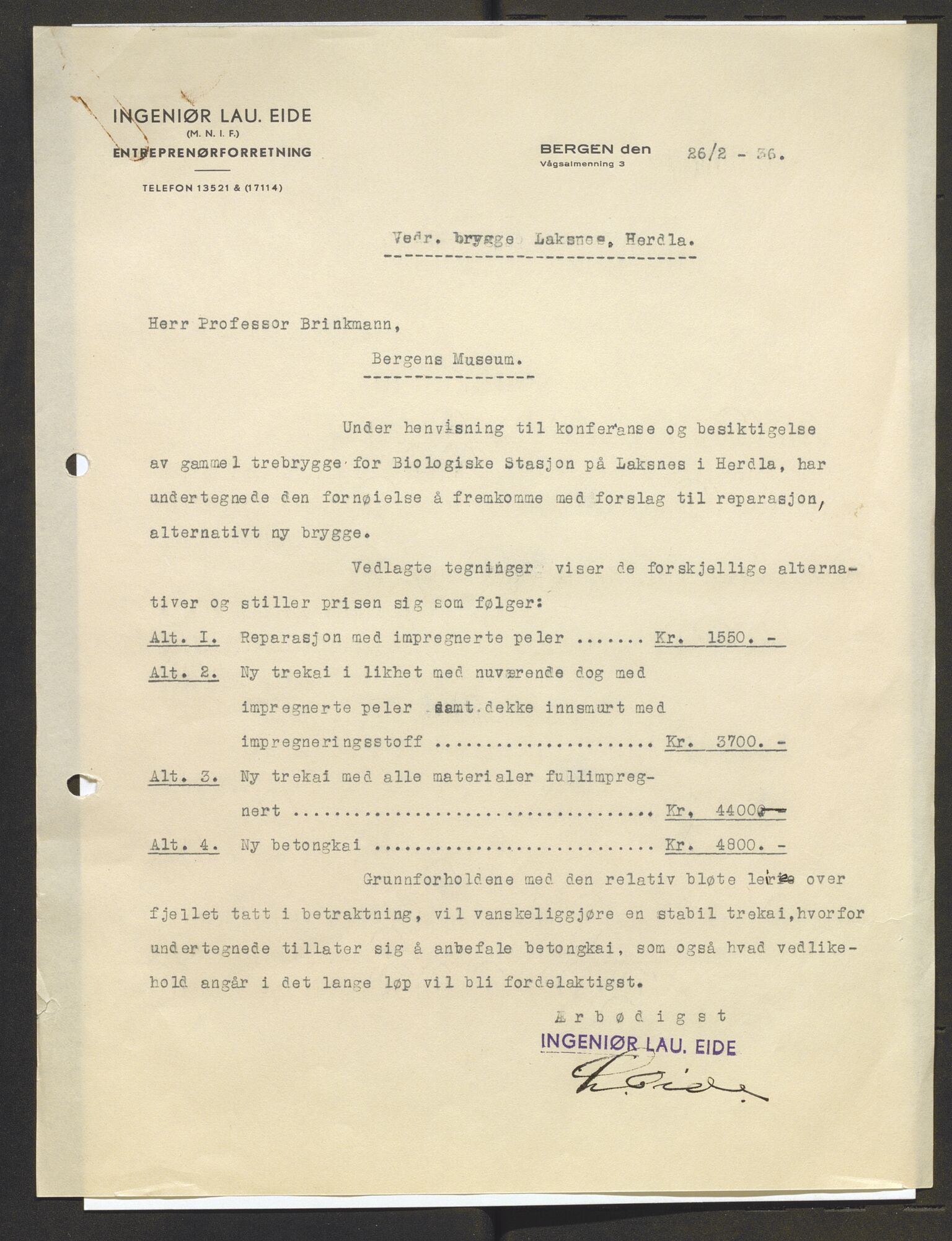 Bergens Museum, AV/SAB-A-17301/13/D/L0002: Korrespondanse , 1928-1940, s. 434