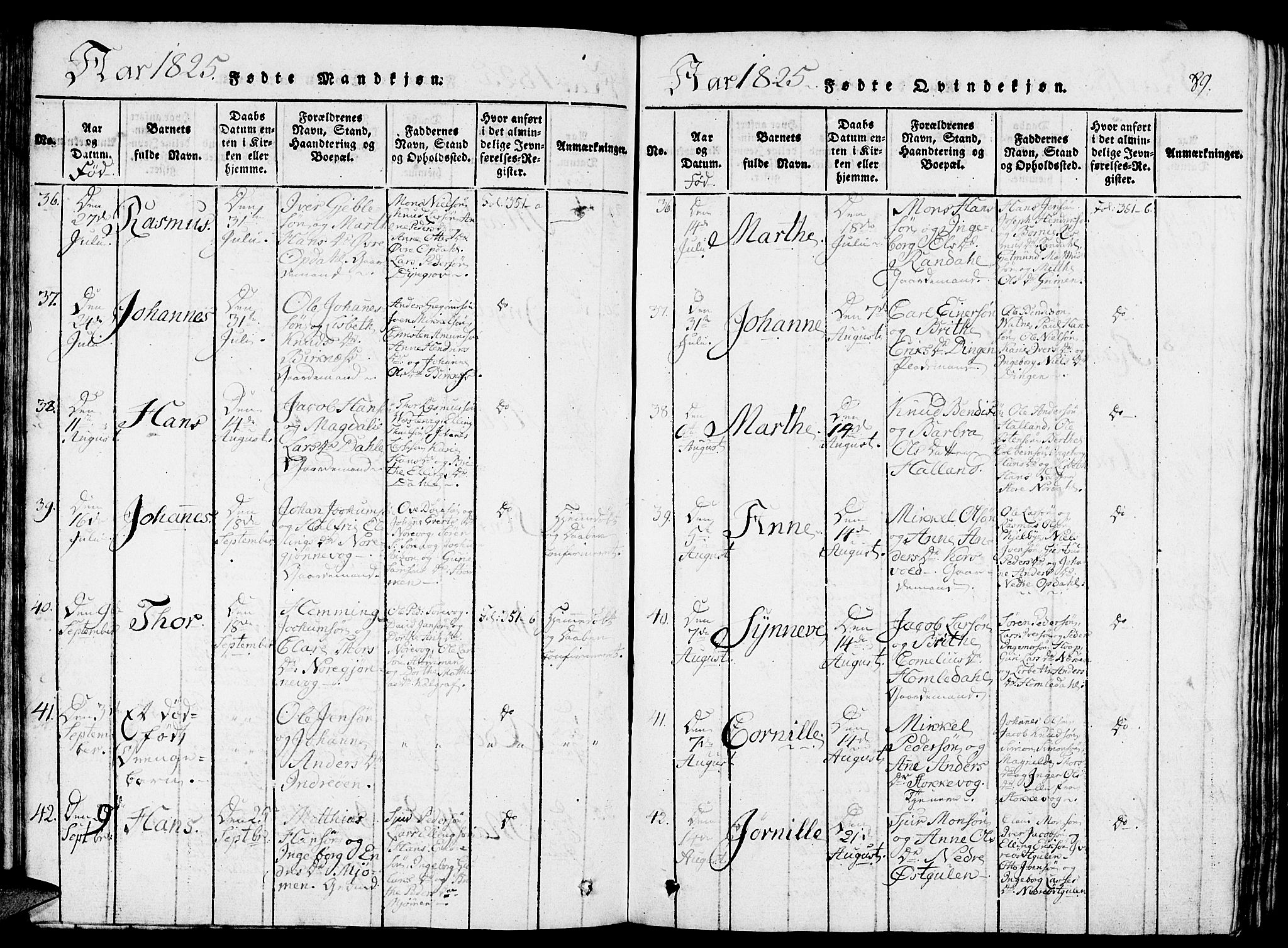 Gulen sokneprestembete, AV/SAB-A-80201/H/Haa/Haaa/L0018: Ministerialbok nr. A 18, 1816-1825, s. 89