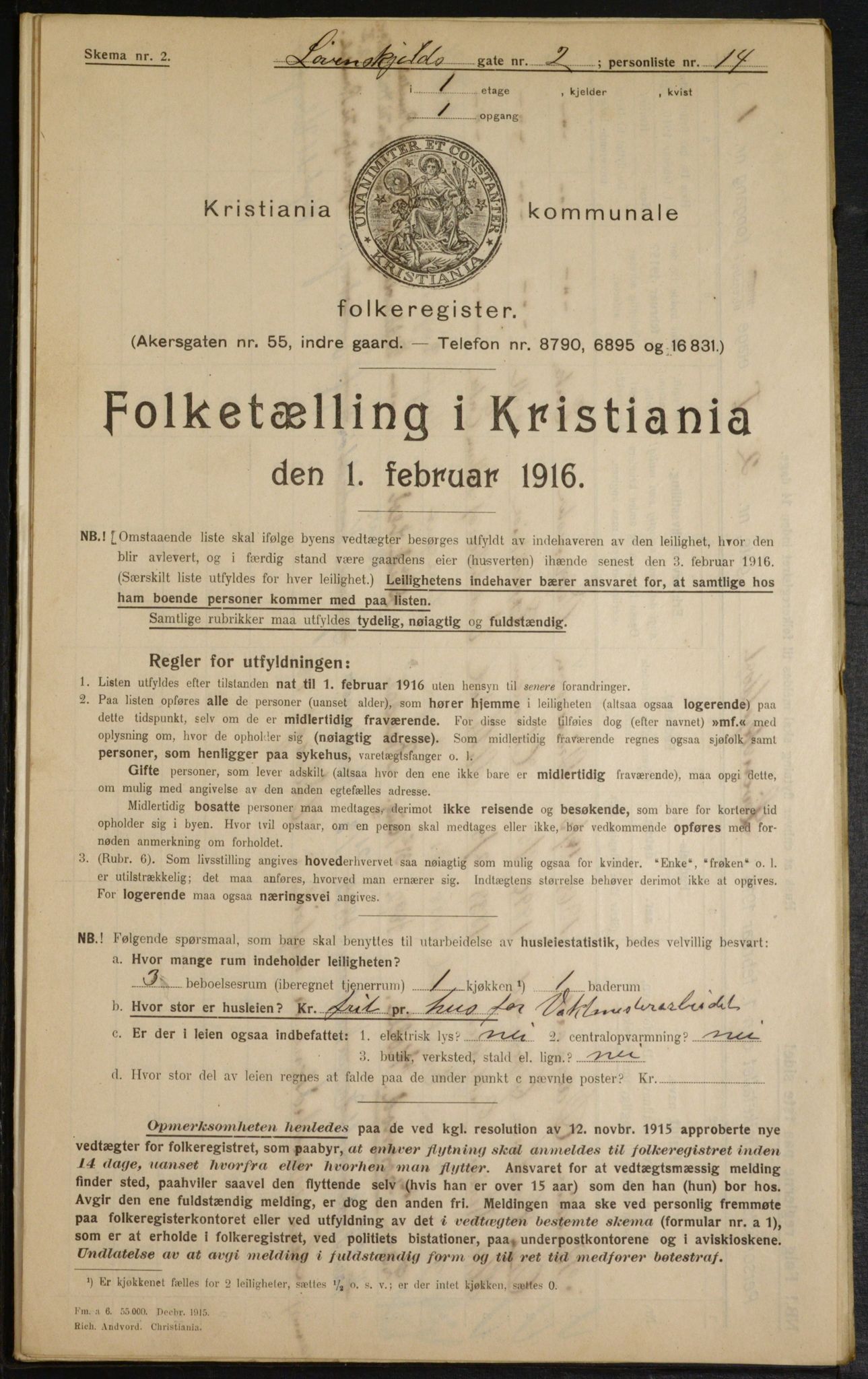 OBA, Kommunal folketelling 1.2.1916 for Kristiania, 1916, s. 60106