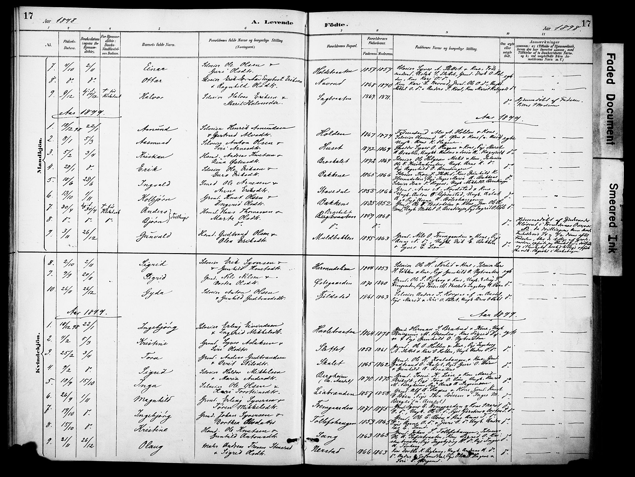 Sør-Aurdal prestekontor, AV/SAH-PREST-128/H/Ha/Haa/L0010: Ministerialbok nr. 10, 1886-1906, s. 17