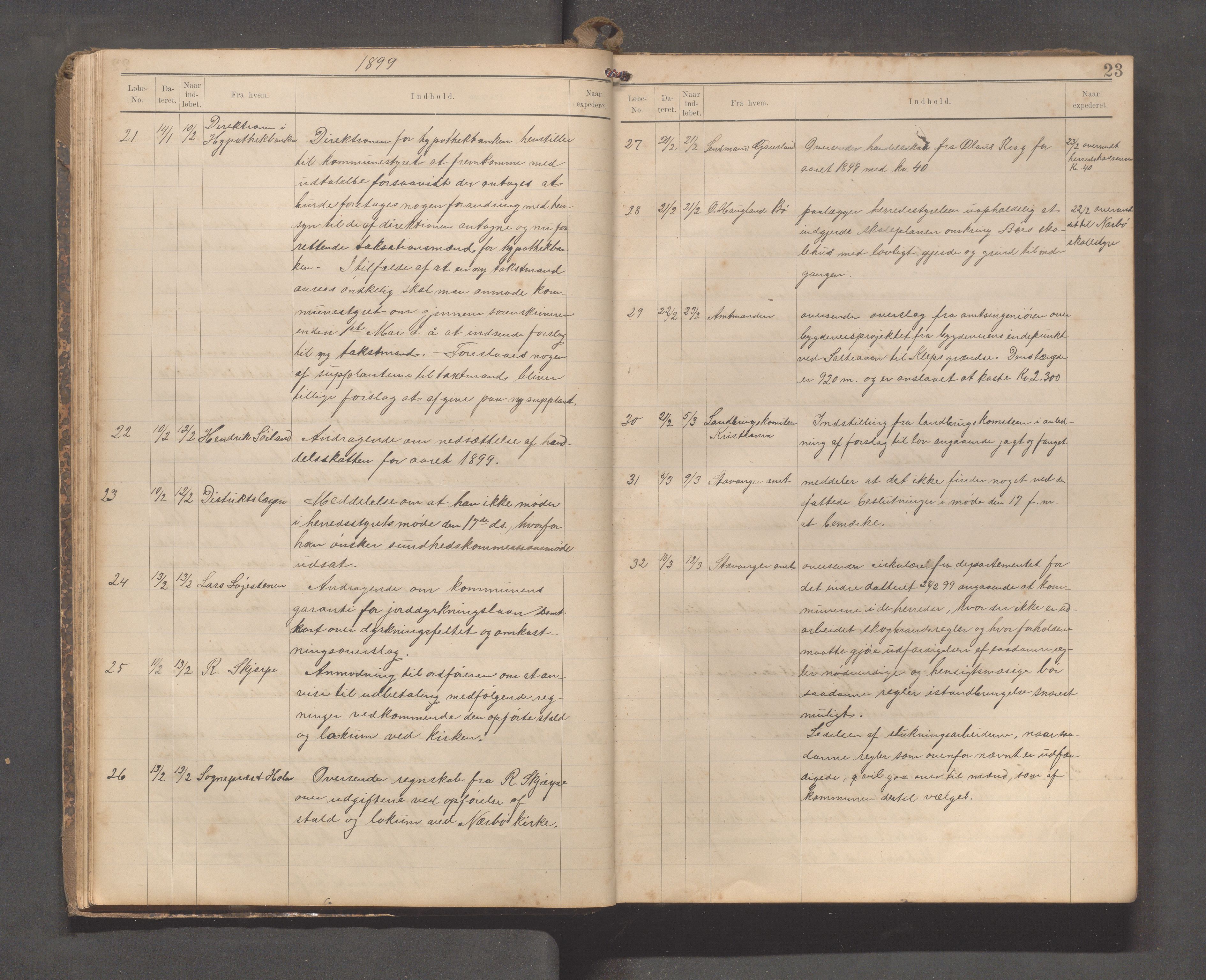 Nærbø kommune- Formannskapet, IKAR/K-101000/C/L0001: Brevjournal, 1894-1915, s. 23