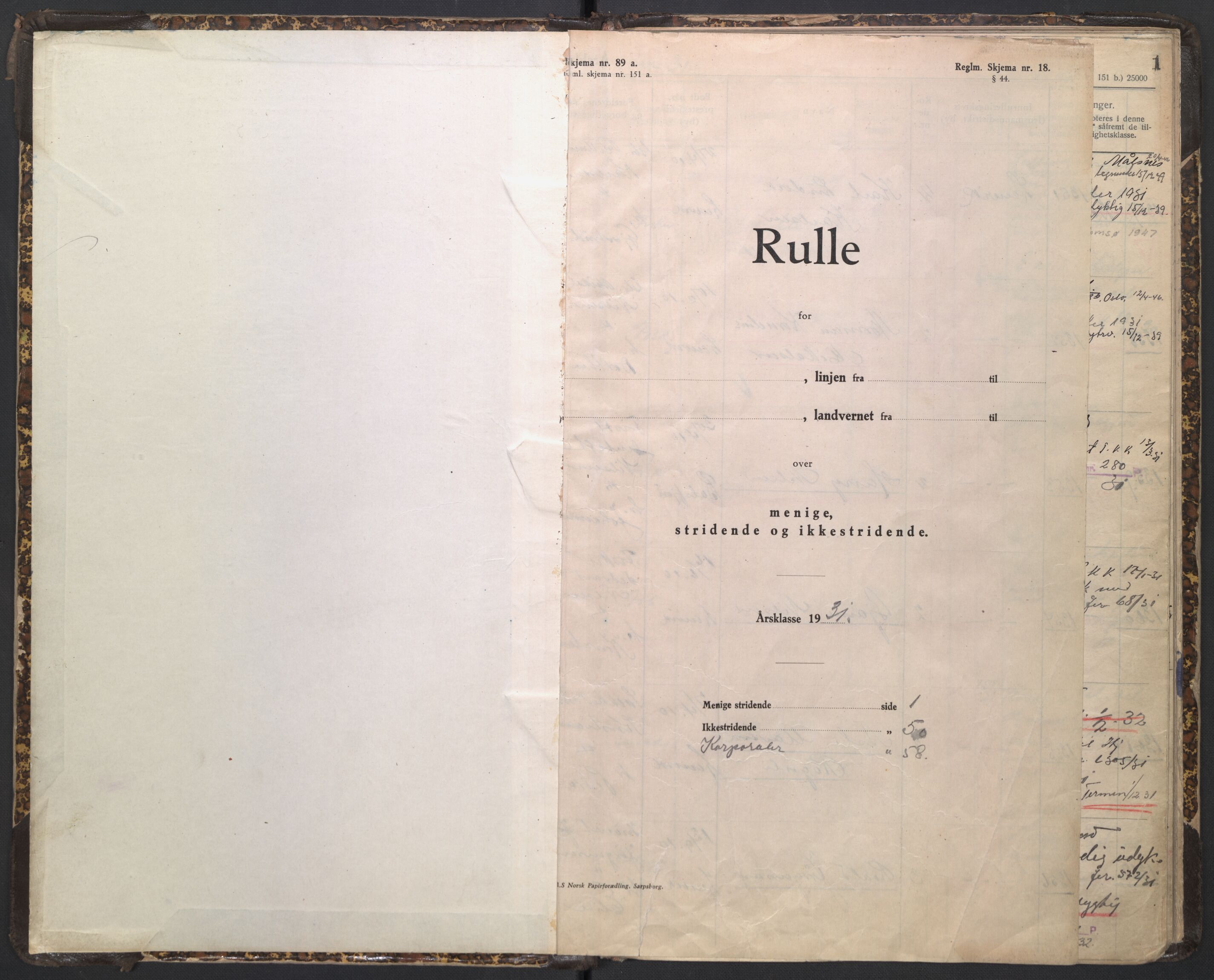 Forsvaret, Troms infanteriregiment nr. 16, AV/RA-RAFA-3146/P/Pa/L0005/0006: Ruller / Rulle for Bardu bataljons menige mannskaper, årsklasse 1931, 1931