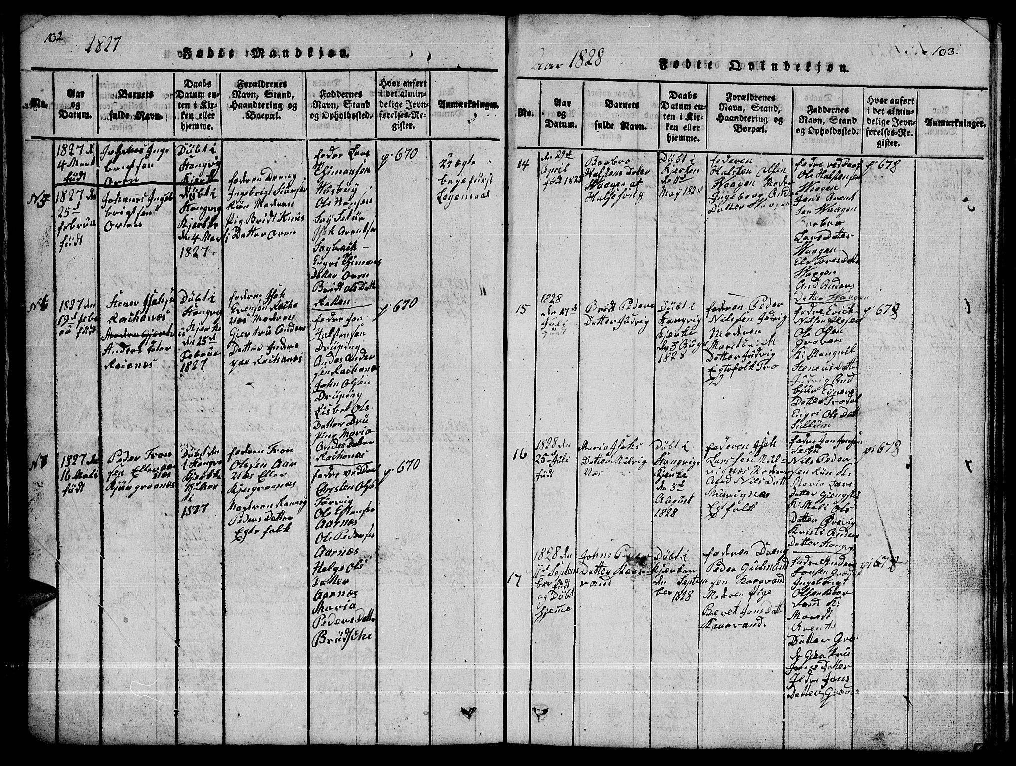 Ministerialprotokoller, klokkerbøker og fødselsregistre - Møre og Romsdal, AV/SAT-A-1454/592/L1031: Klokkerbok nr. 592C01, 1820-1833, s. 102-103