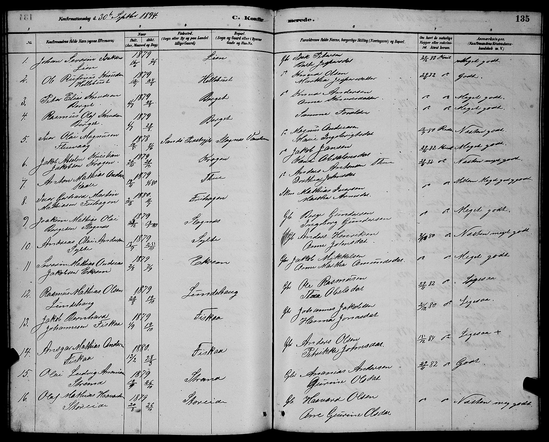 Ministerialprotokoller, klokkerbøker og fødselsregistre - Møre og Romsdal, AV/SAT-A-1454/501/L0017: Klokkerbok nr. 501C03, 1885-1901, s. 135